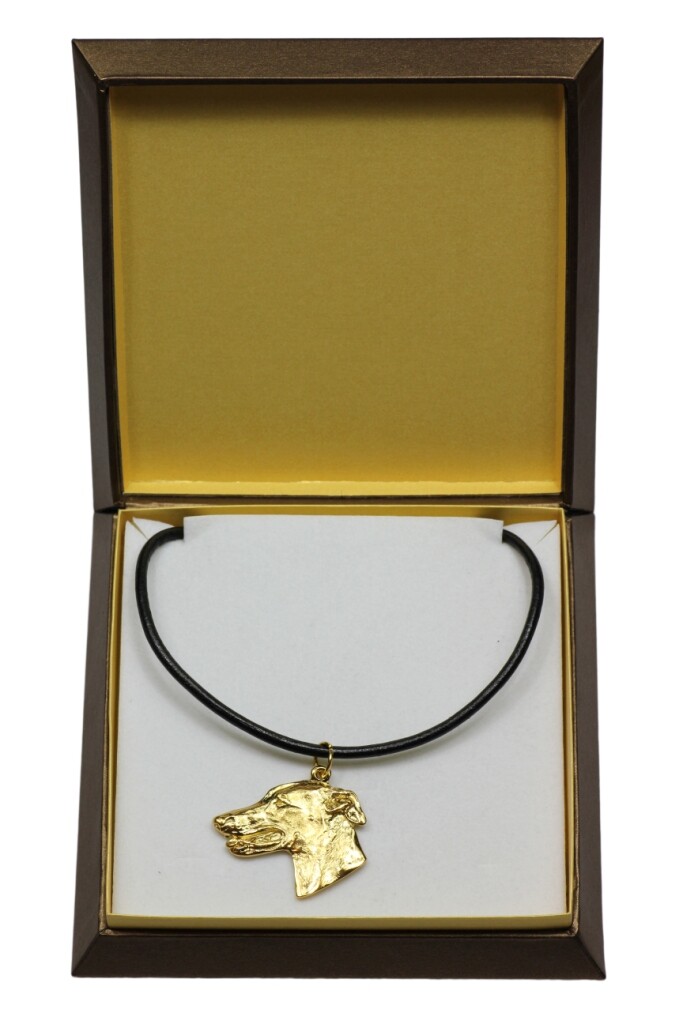 Greyhound, Large English Greyhound - Dog Collar In Gift Box, Gold Plated