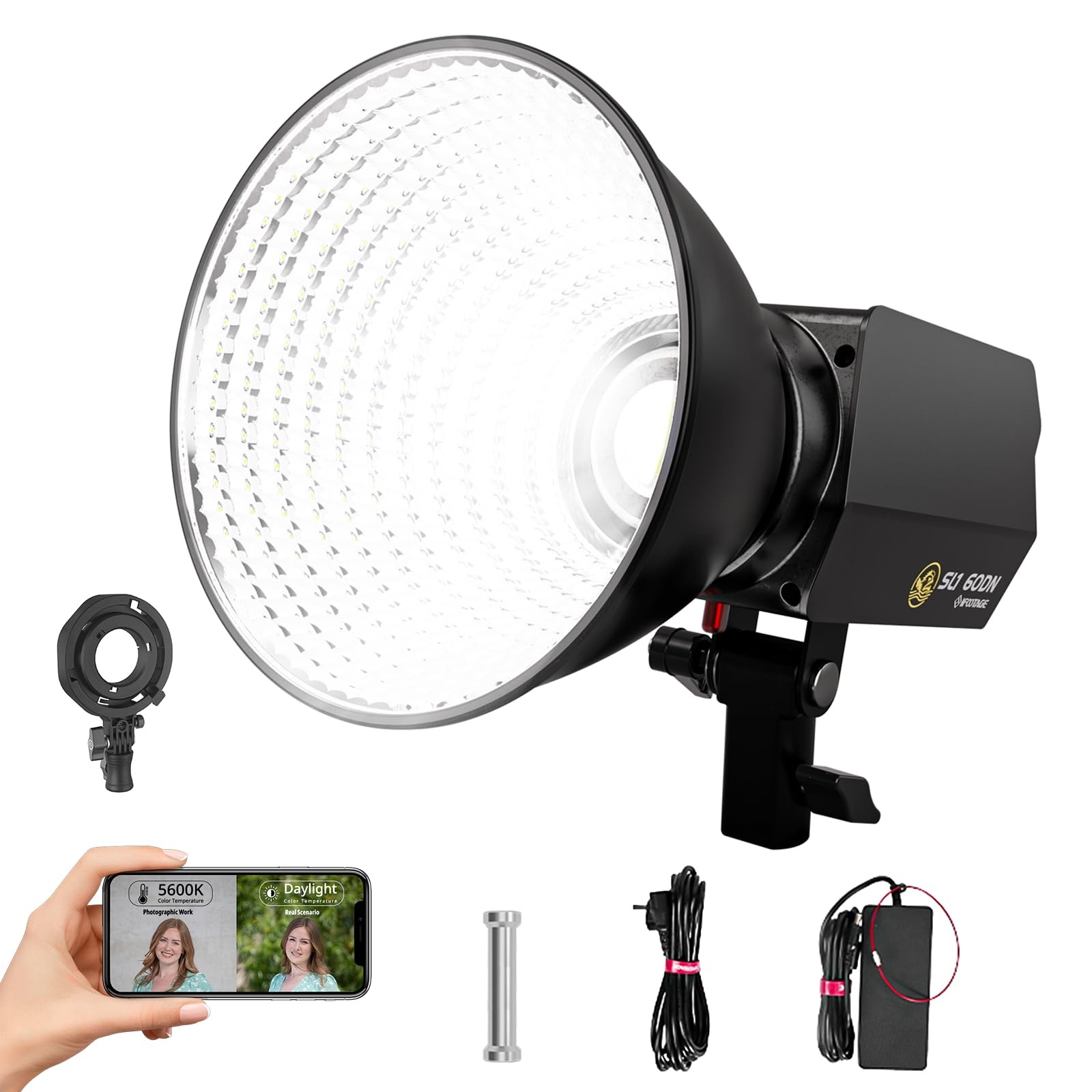 COB Video Light SL1 60DN,Continuous Output Lighting, 5600K Daylight,70W Bowen...
