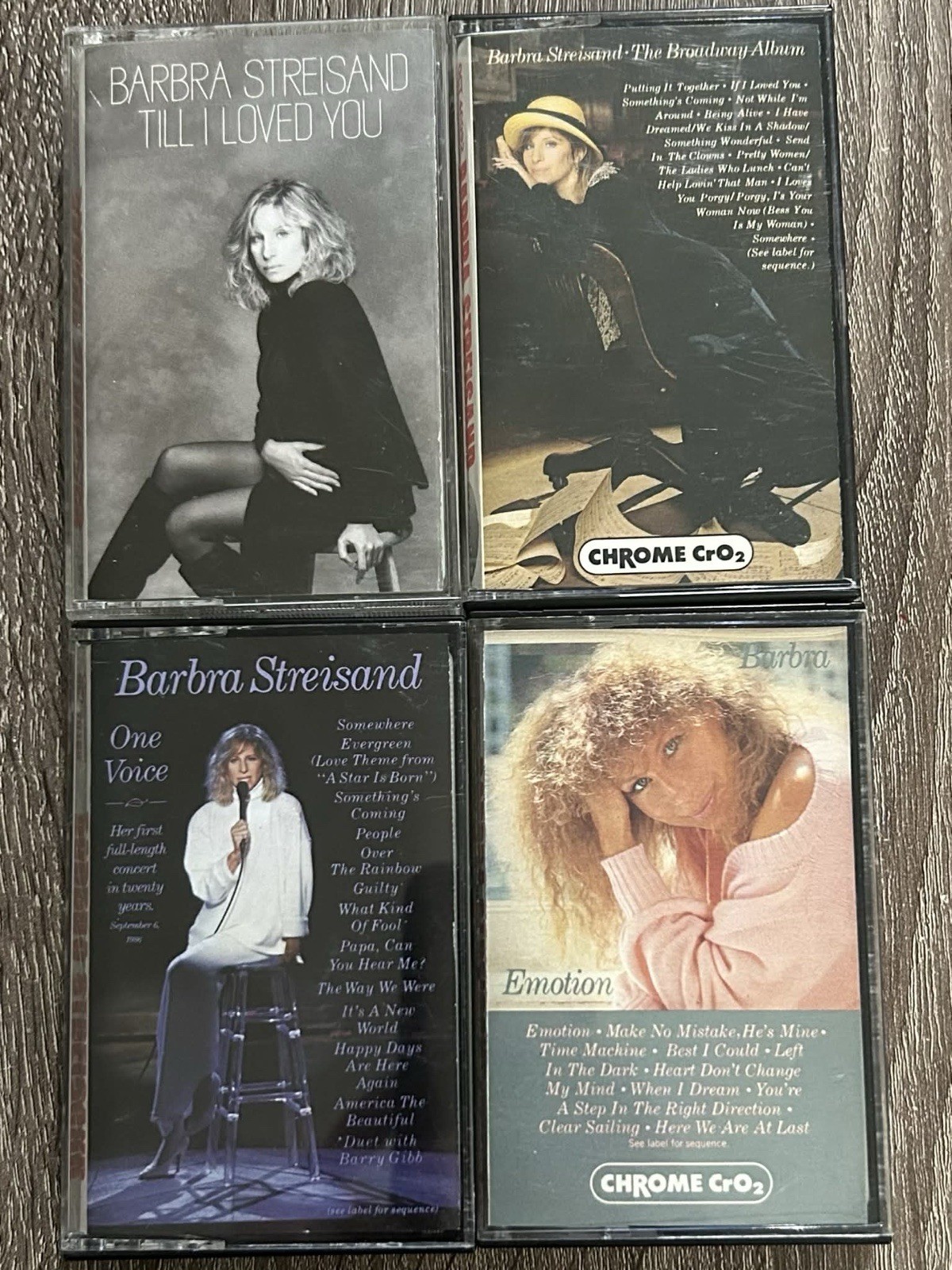 Barbra Streisand 4 Cassette Lot Emotion, Til I Love You, One Voice, Broadway