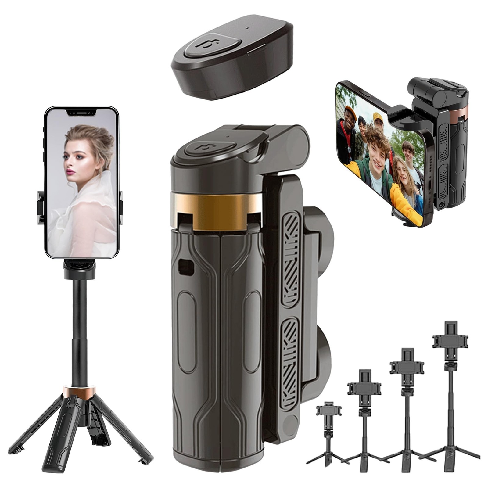 Foldable Tripod & Selfie Stick Tripod 3 in 1 with Detachable Bluetooth Remote...