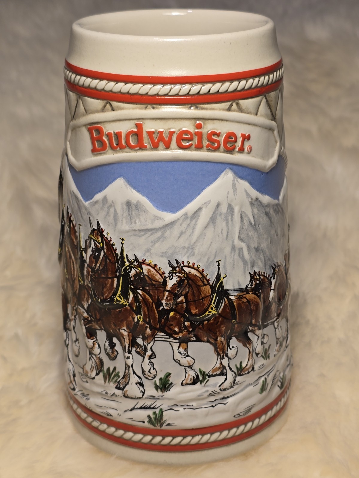1985 Budweiser Holiday Beer Stein Clydesdales Series A Collector Mug