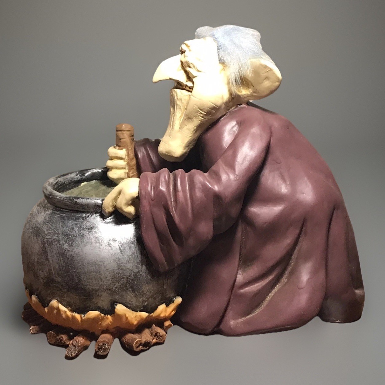 Vintage Caricature Figure Halloween Creepy Hermit P.Chiari Cauldron Ugly