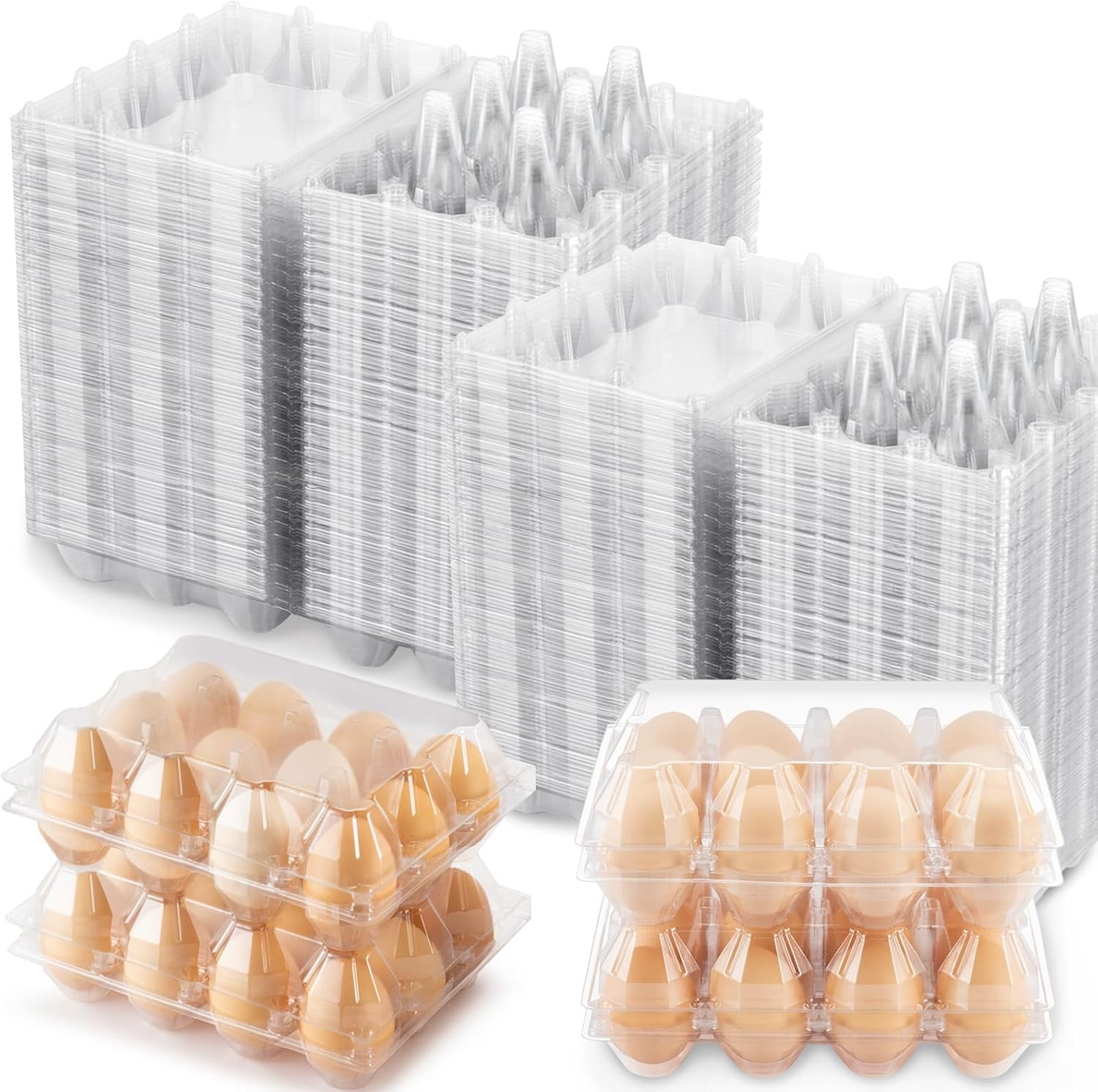 100 Packs Egg Cartons Cheap Bulk，Plastic for 12 Eggs, Clear Egg Cartons 3 * 4 Gr