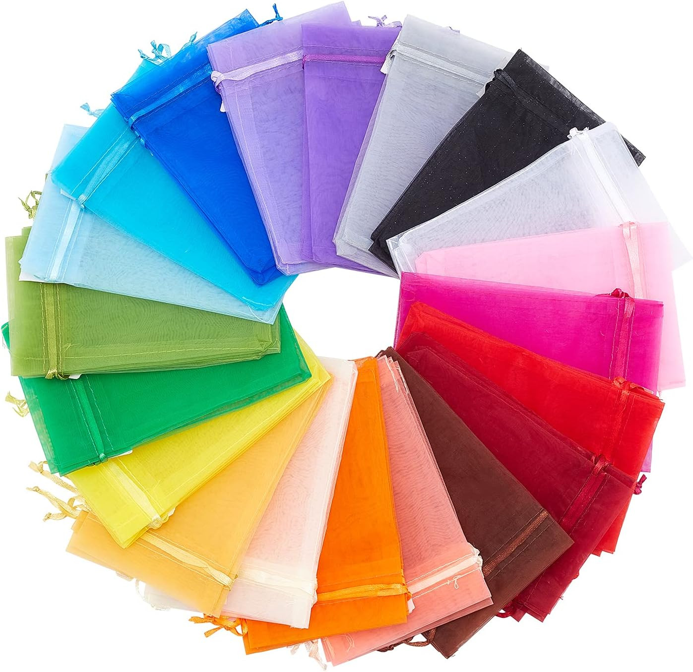 200pcs 4x6 Inch Organza Bags 20 Color Wedding Favor Bag Sheer Gift Bags with Dra