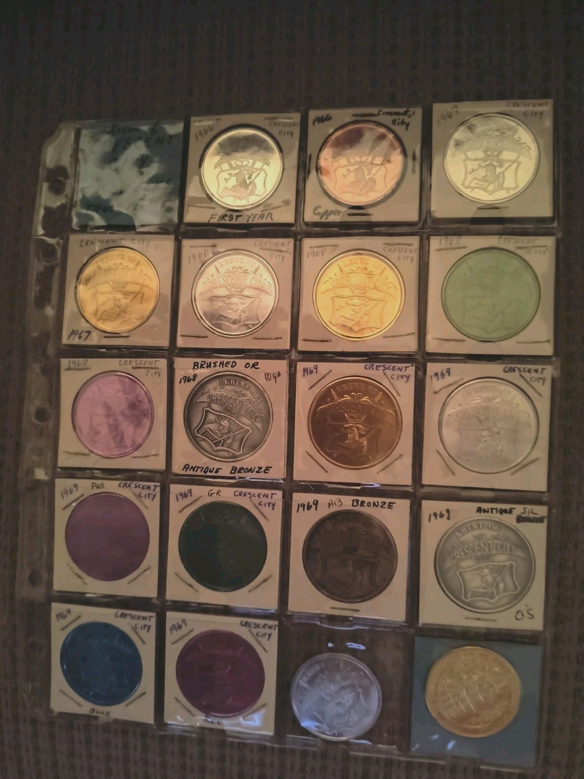 Vintage Mardi Gras Doubloons. Krewe of Cresent City 1966- 69.