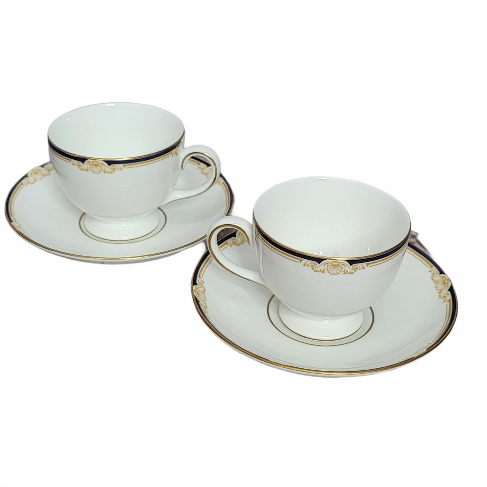 SET OF 2 Wedgewood Cavendish Leigh Shape Tea Cup & Saucer Set Fine Bone China