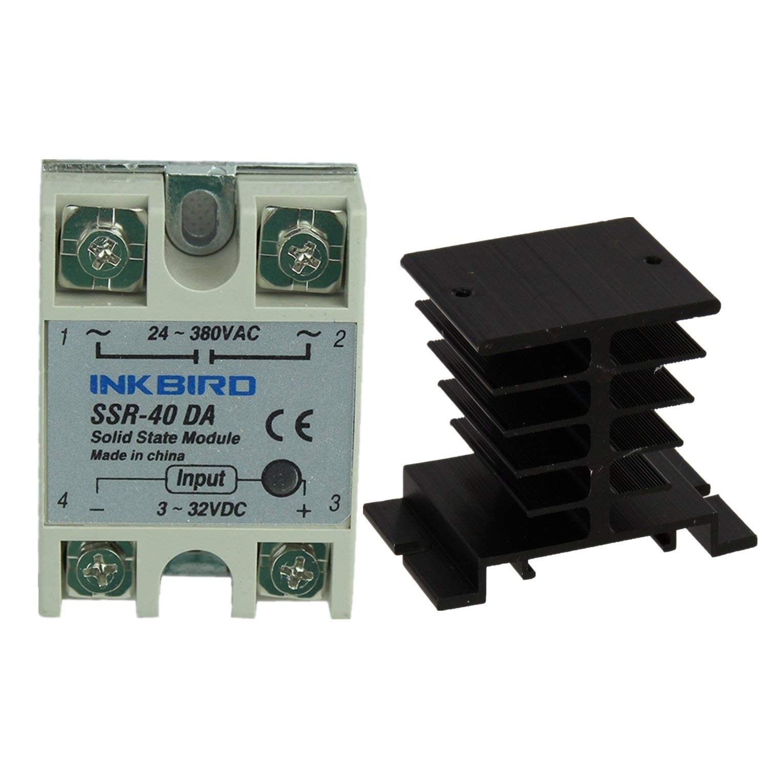 Inkbird Solid State Relay 40DA DC SSR-40DA+Black Heat Sink, Black Sink 