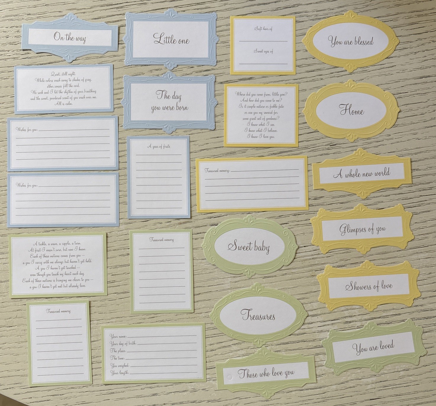 NEW Creative Memories Welcome Baby 8 Journal Boxes 12 Titles 3 Sayings Embellish