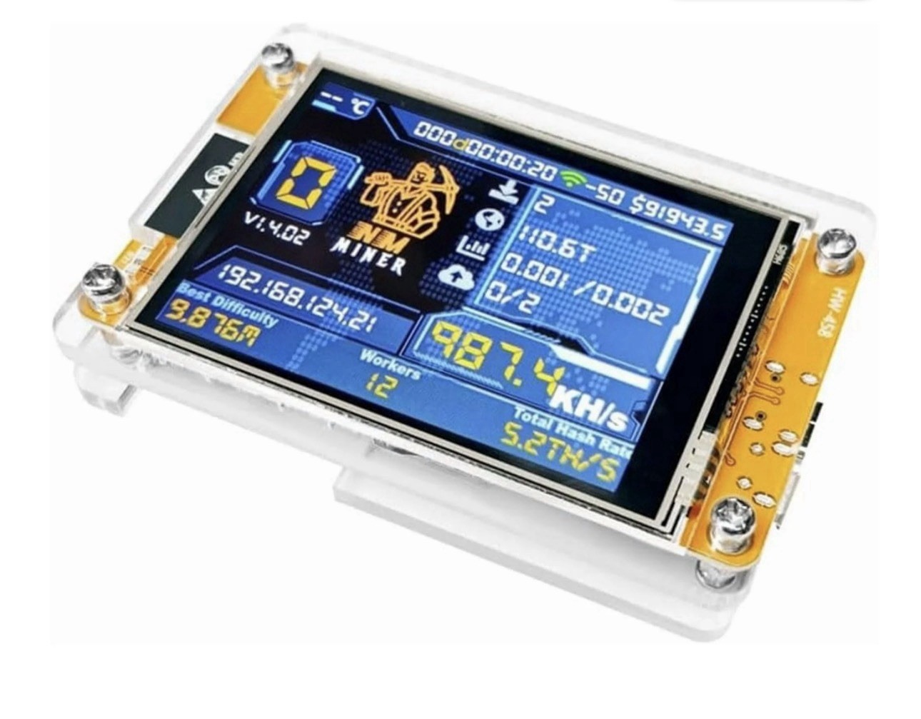 NMMiner 980 KH/S Bitcoin Lottery Miner 2.8-Inch **18x Faster than Nerdminer**