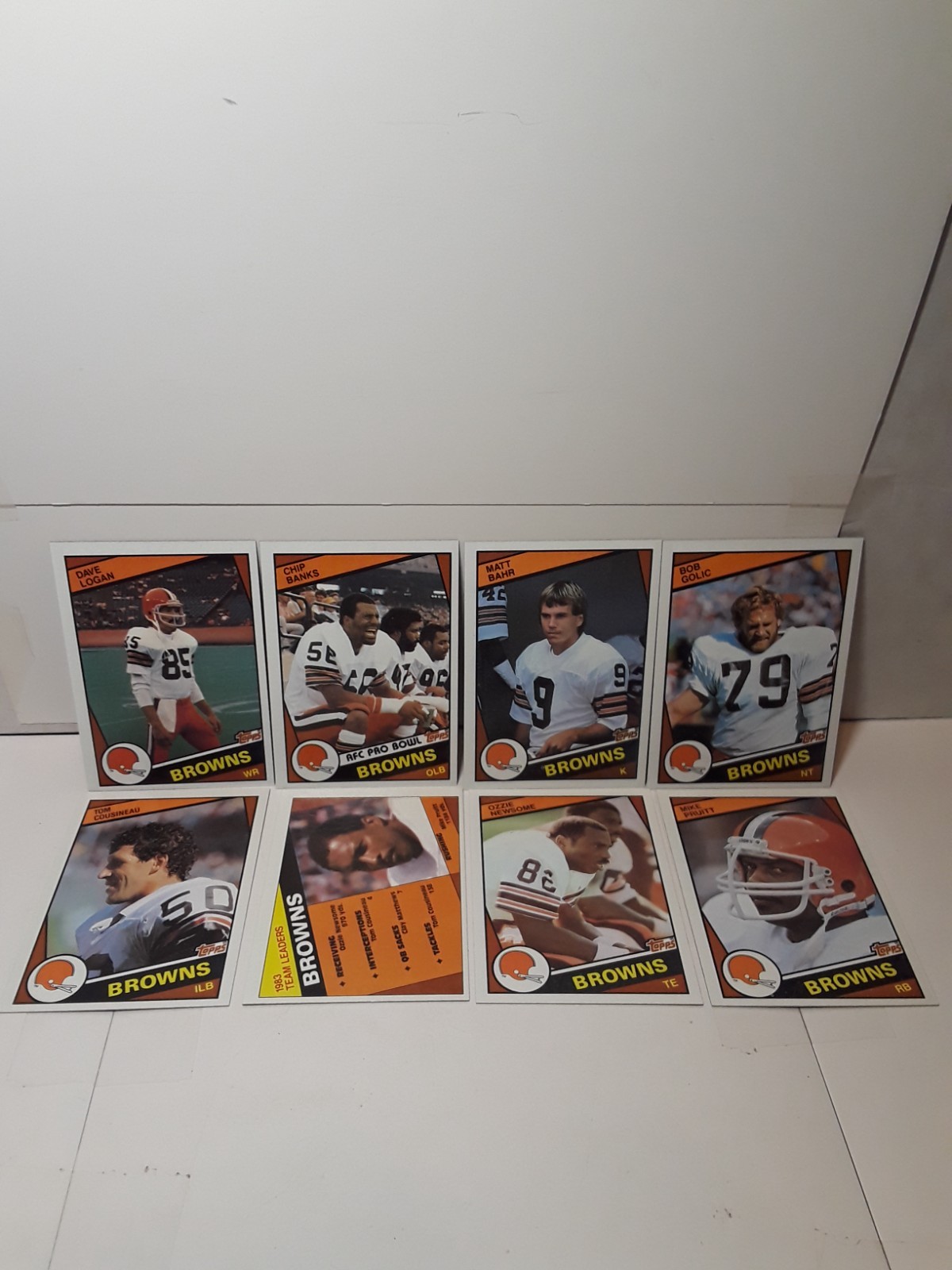 Lot of 8 1984 Topps Football Cleveland Browns Newsome/Golic/Banks Etc