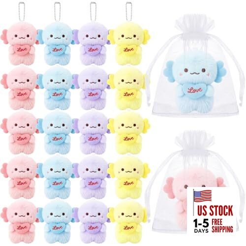  20 Pcs Axolotl Keychain Easter Mini Stuffed Animals Gift Axolotl Plush with 