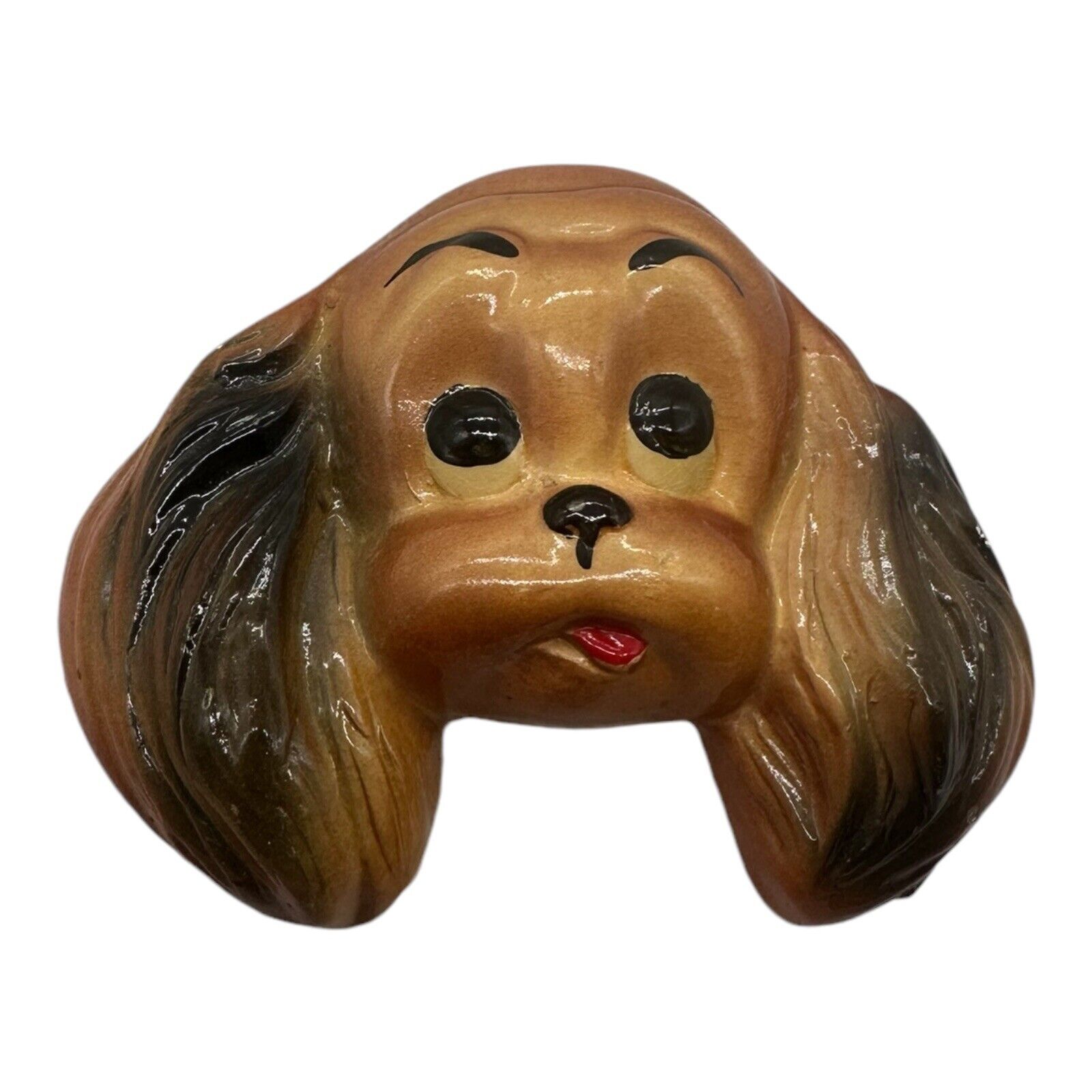 Vintage Miller Studios Chalkware Puppy Dog Face Wall Hanging Plaque Spaniel 1952