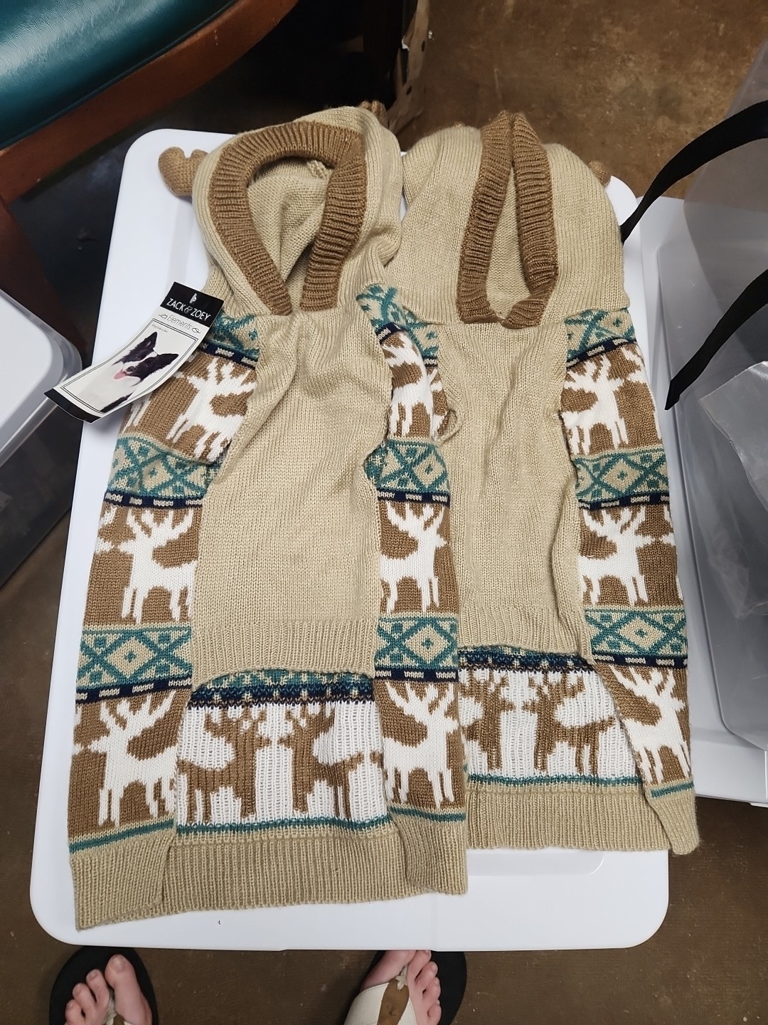 2 Size Large Antler Pet Dog Turtleneck Sweater Zack & Zoey Hoodie Knit