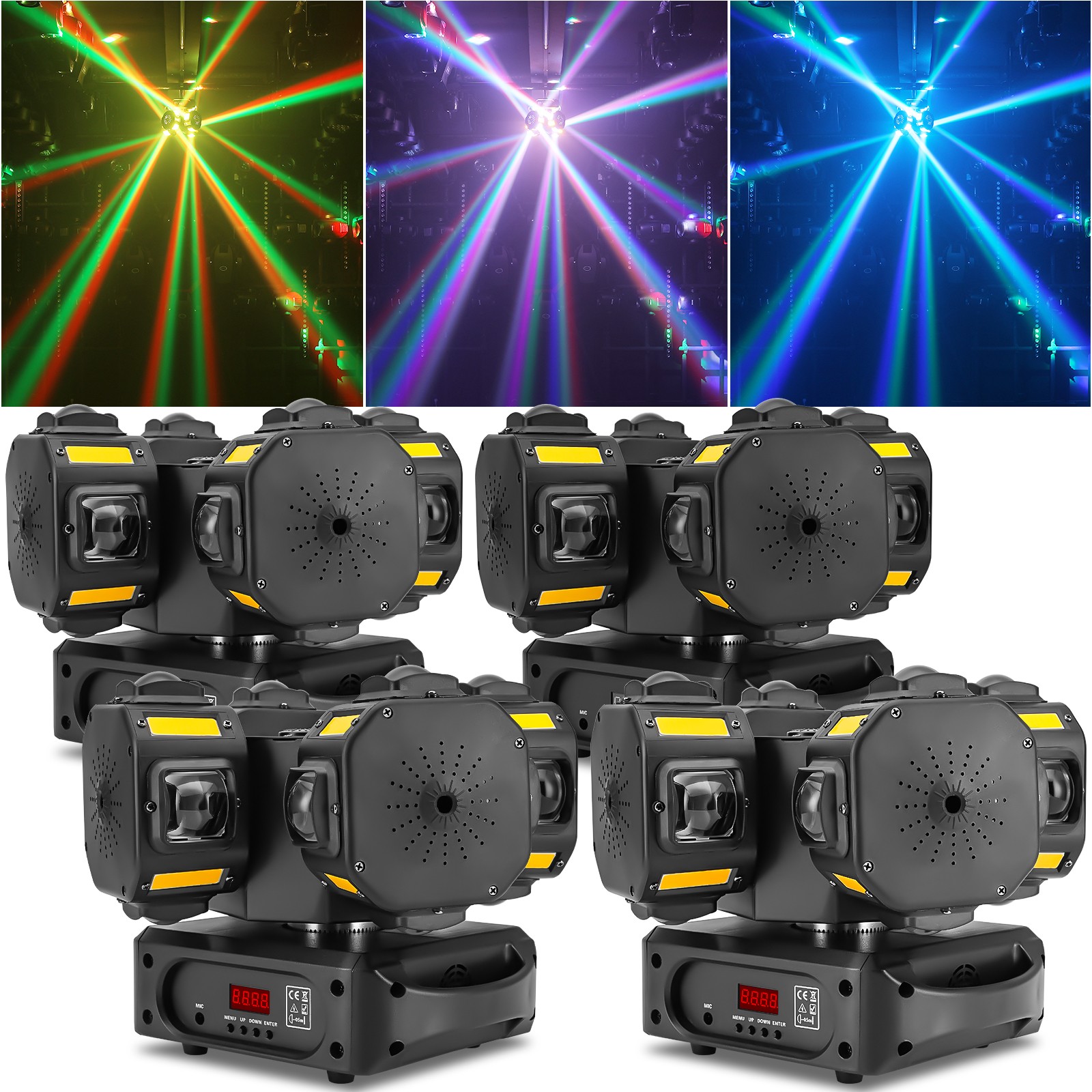 2/4PCS 200W 4 Head Beam Laser Moving Head Light LED RGBW Strobe Stage Lighting