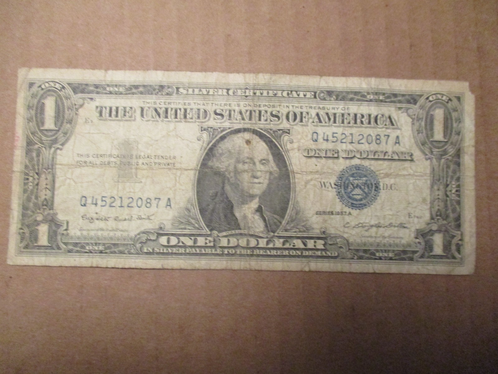 Silver Certificate 1957-A Series, Rare Blue Seal,   Banknote, #EL1.