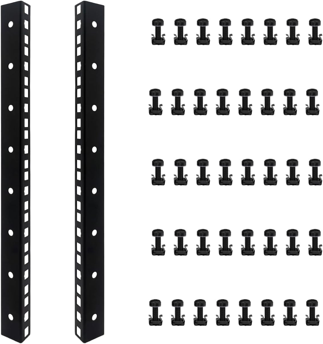 8U Rack Rails with M6 Rack Mount Screws and Cage Nuts Set for DIY Server and Net