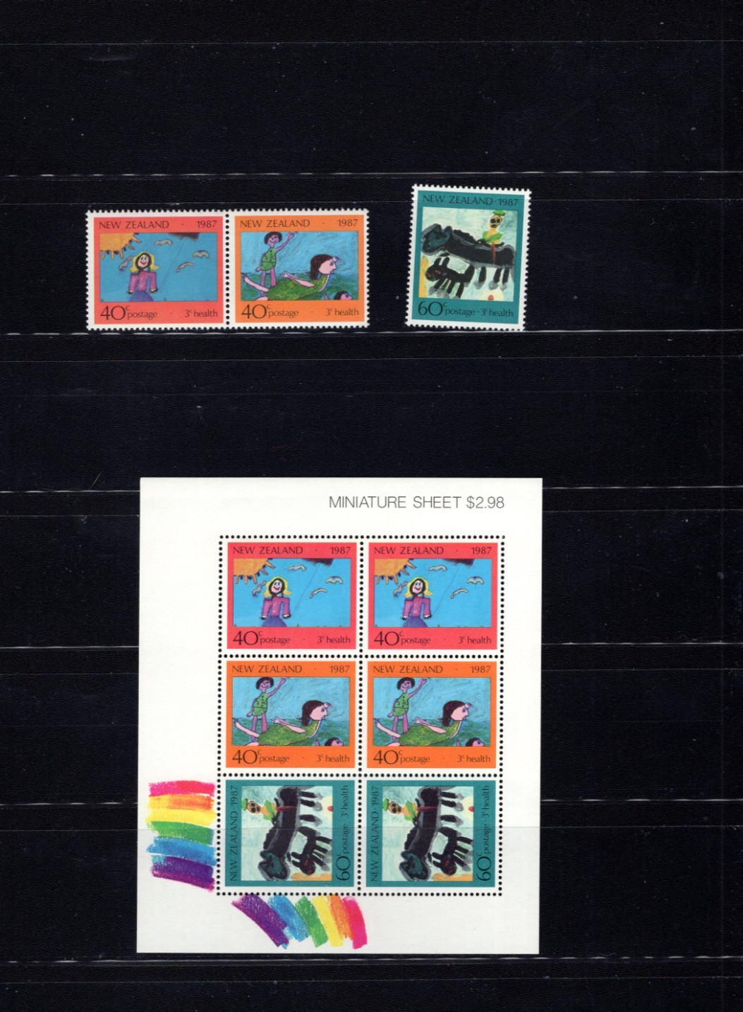 New Zealand B127-29a Children Art 1987 VF MNH Complete Set LG