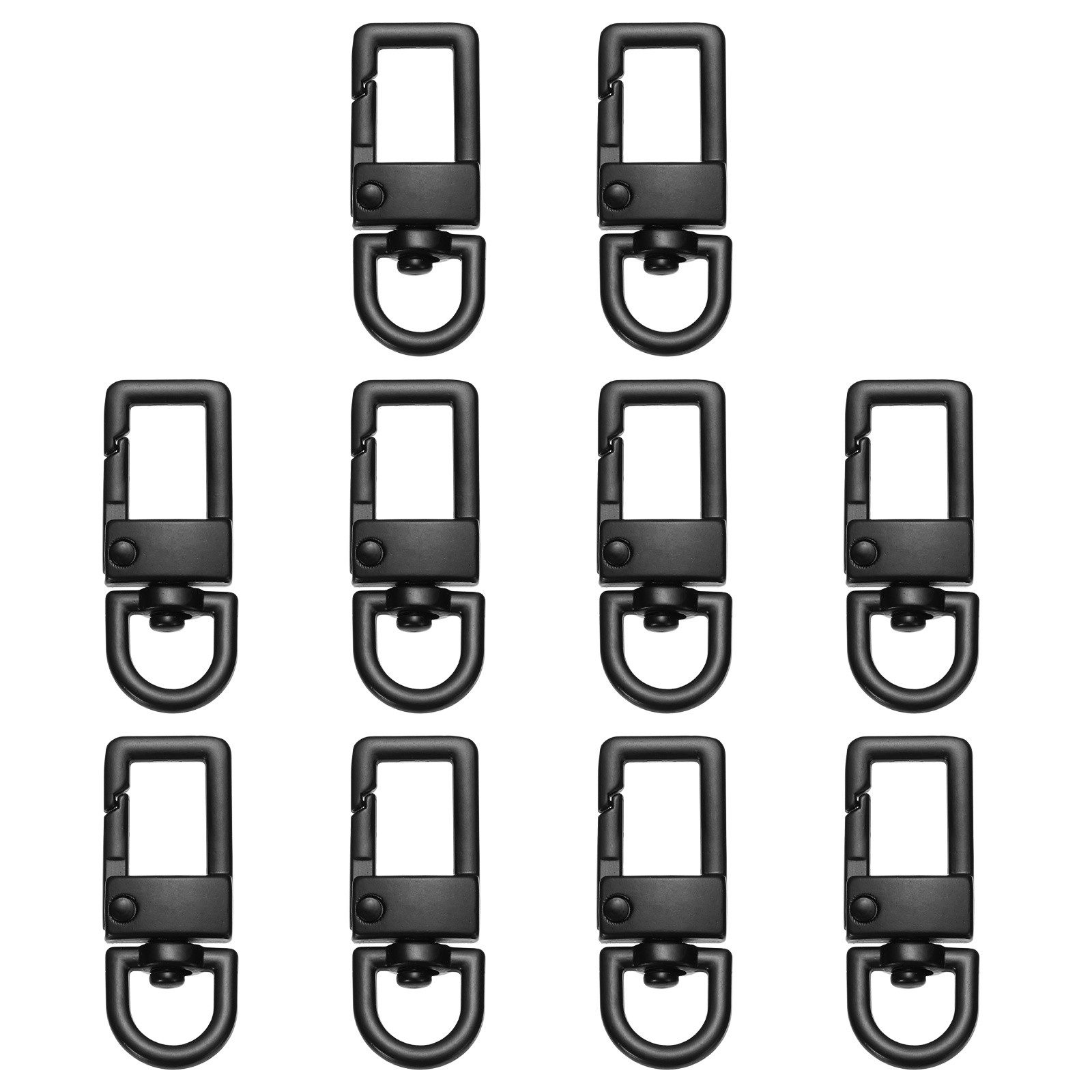 10Pcs 9mm Lanyard Swivel Snap Hooks, Push Keychain Clips with D Ring, Black