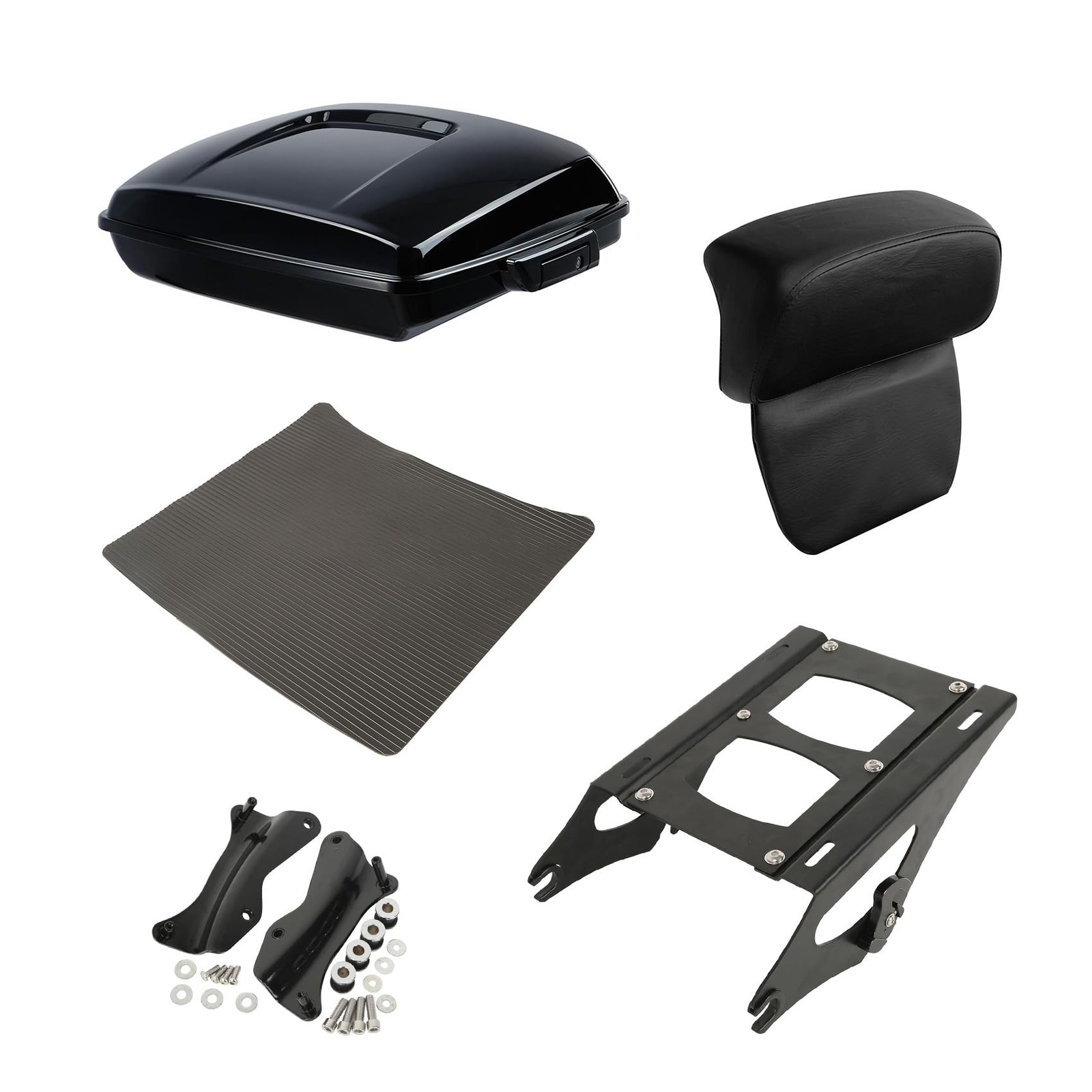 5.5 Trunk Luggage Black Latch Backrest Pad Mount Rack Docking Kits Touring 2014+