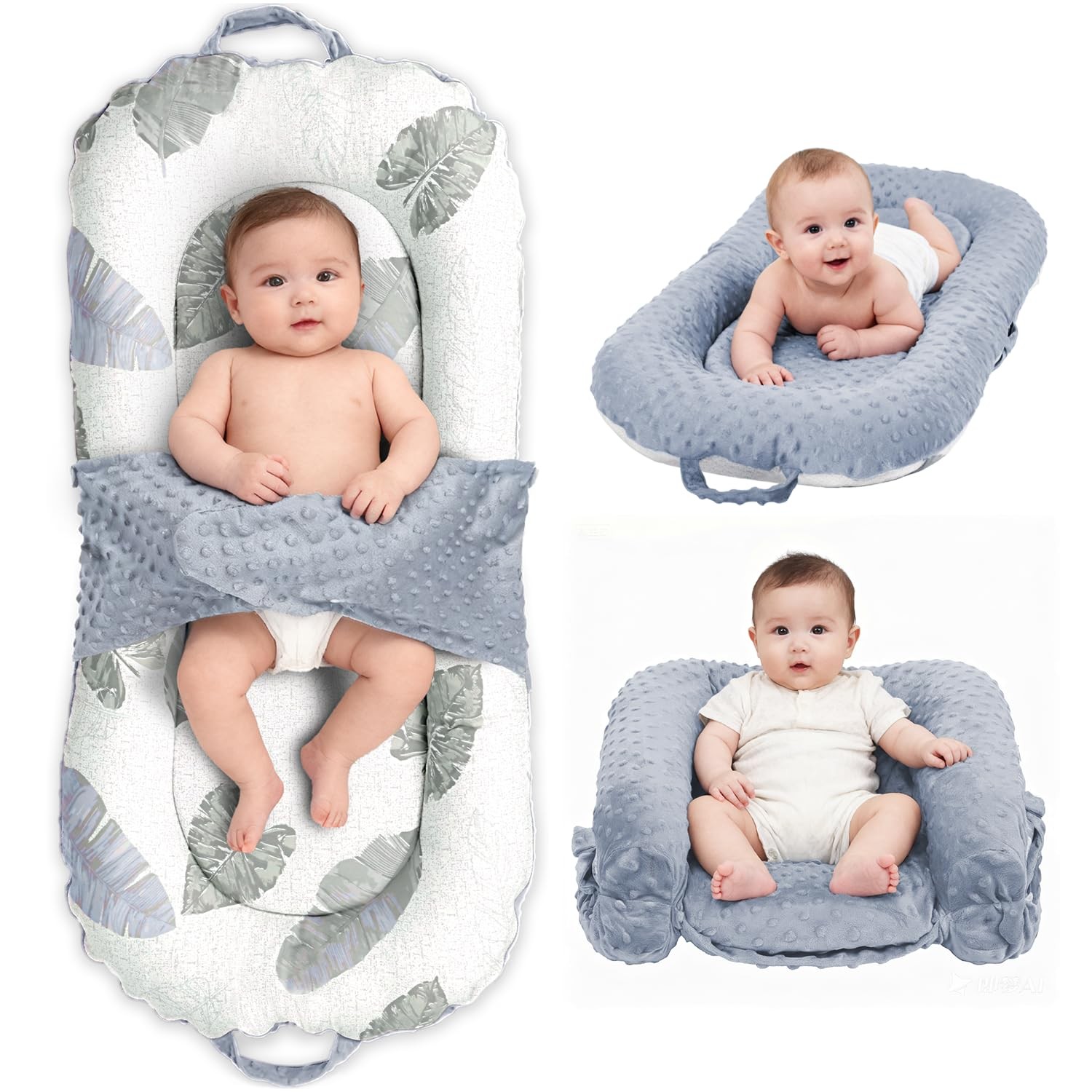 Baby Lounger, 3-in-1 Portable Infant Lounger for Newborns 0-24 Months, Foldab...