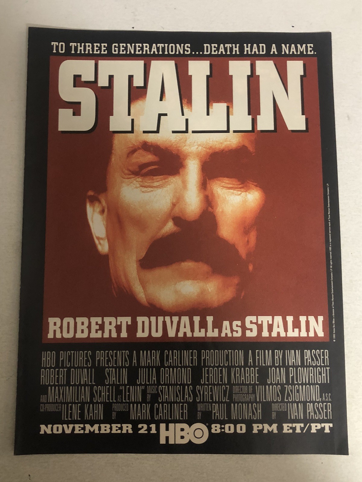 Stalin Movie Print Ad Magazine Pinup Vintage Robert Duvall Julia Ormond