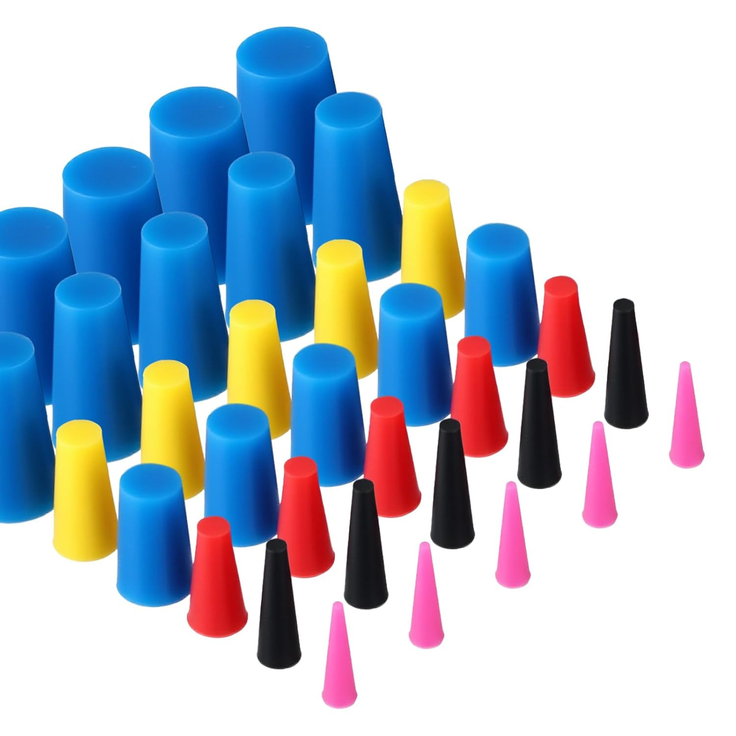 100 Pcs Silicone Rubber Tapered Plug with Box 1/16" to 1/2" High Temp Rubber Sto