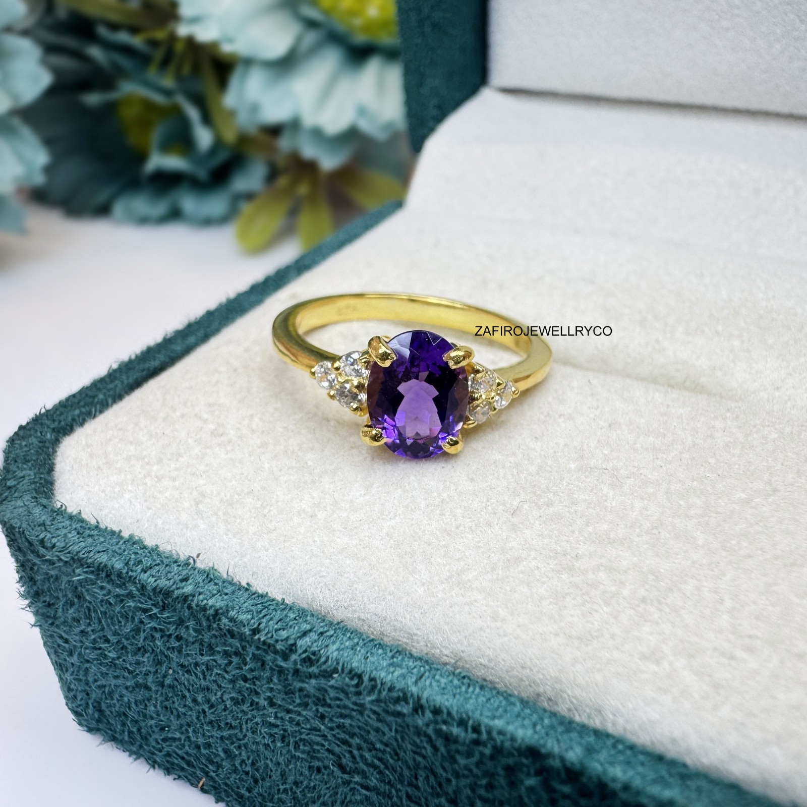 Natural Amethyst Ring, Wedding Ring, February Birthstone, 925 Sterling Silver