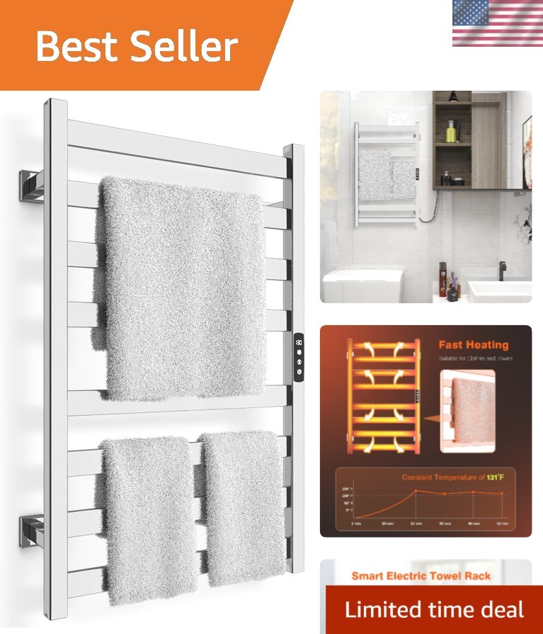 Stylish Electric Towel Dryer - 8-Bar Rack with Quick Heating & Safety Features