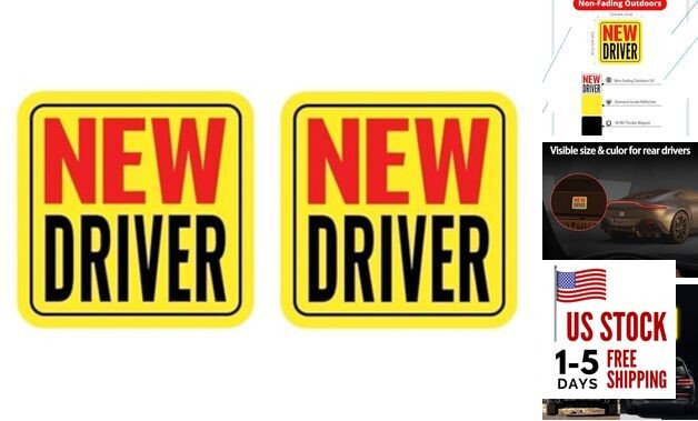 New Driver Magnet for Car, Student Driver Magnet, 2-Pack Removable Reflective 