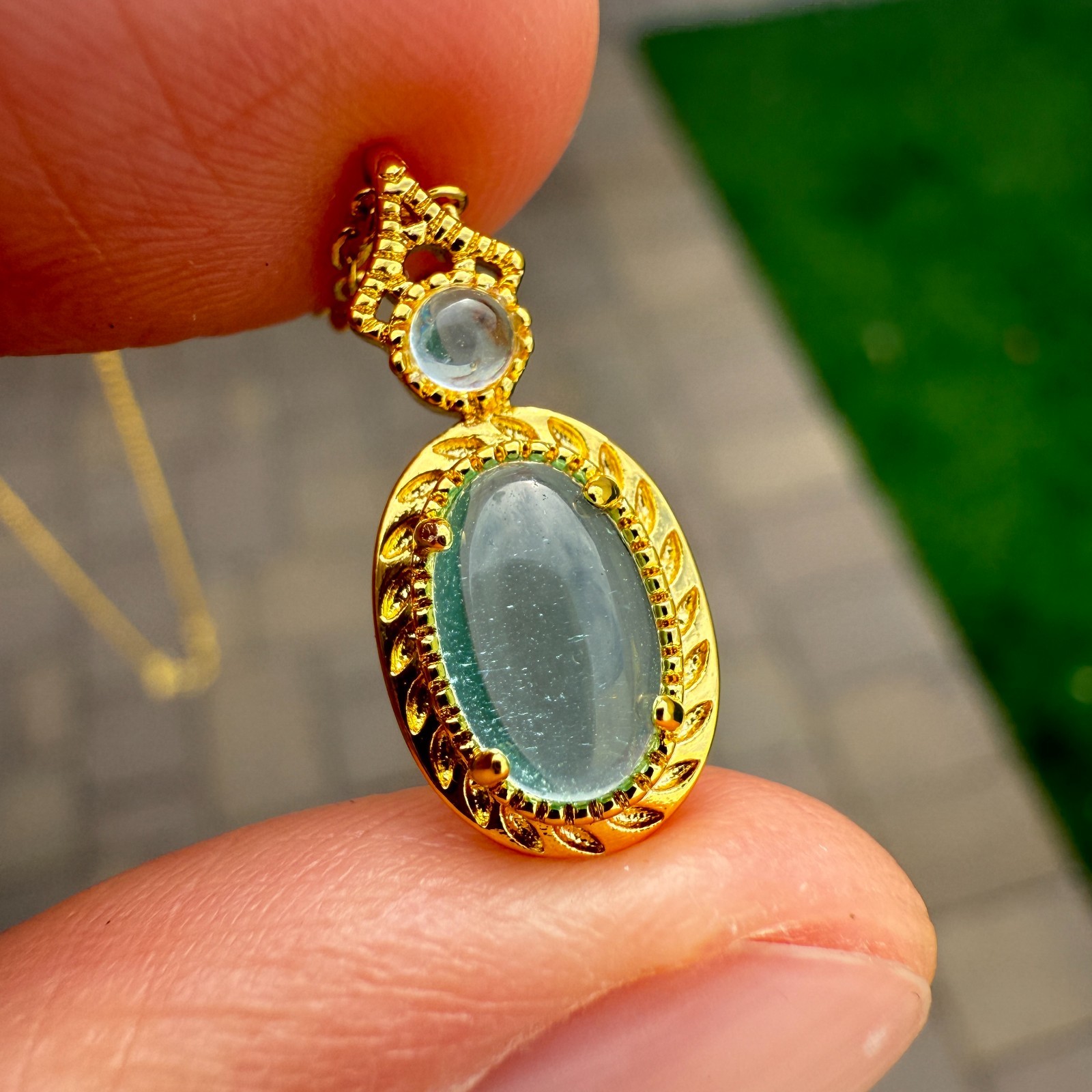 925 Sterling Silver Necklace 8x6mm Natural Blue Topaz Gemstone Cute Bridal Chain