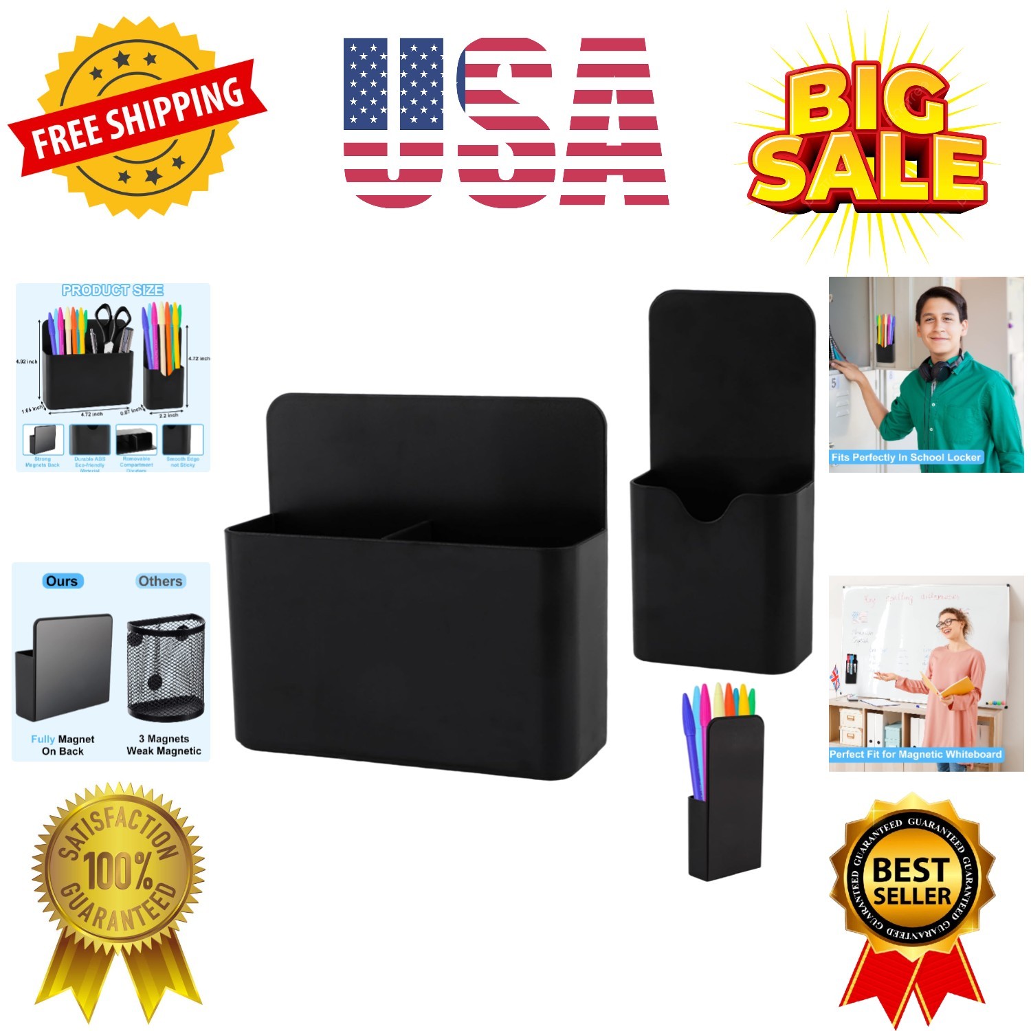 Magnetic Pen Holder,2 Pack Magnetic Dry Erase Marker Holder with Generous Com...