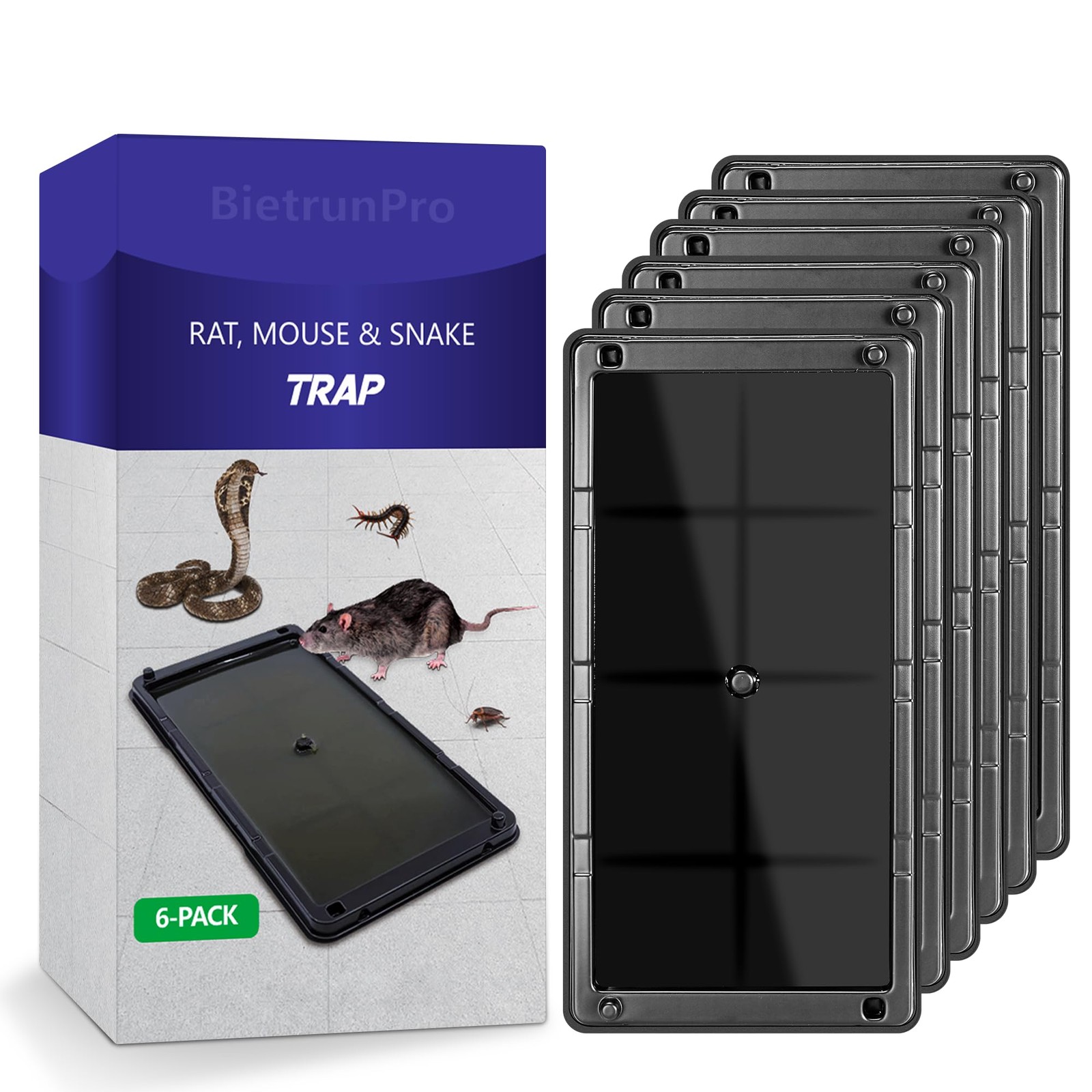 Glue Traps for Mice, 6 Pack Mouse Rat Trap, Extra Strength, Pre-Baited Black 