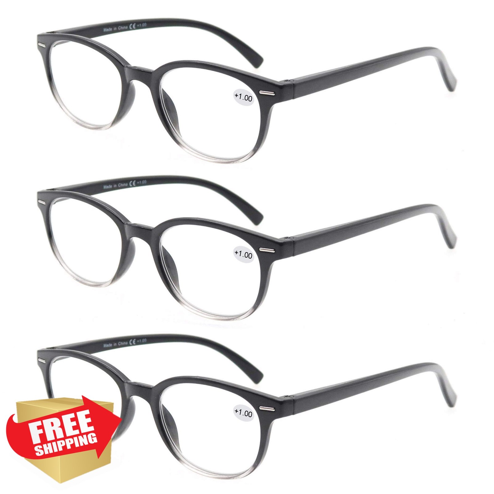 MODFANS 3 Pair Round Reading Glasses +3.50 Spring Hinge