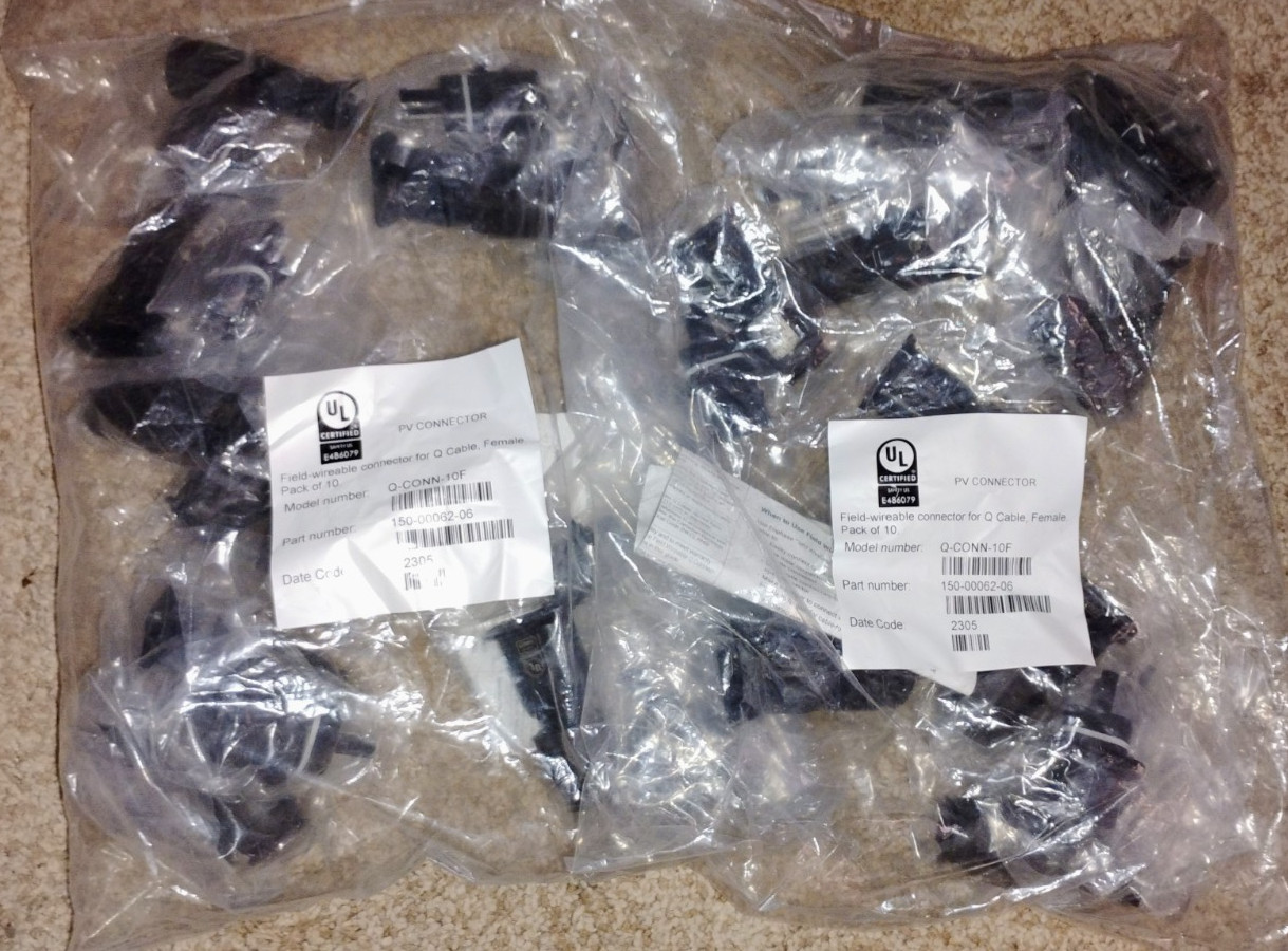 2 x Enphase Q-CONN-10F Q cable Field Wireable Connector female pack 10 20 total