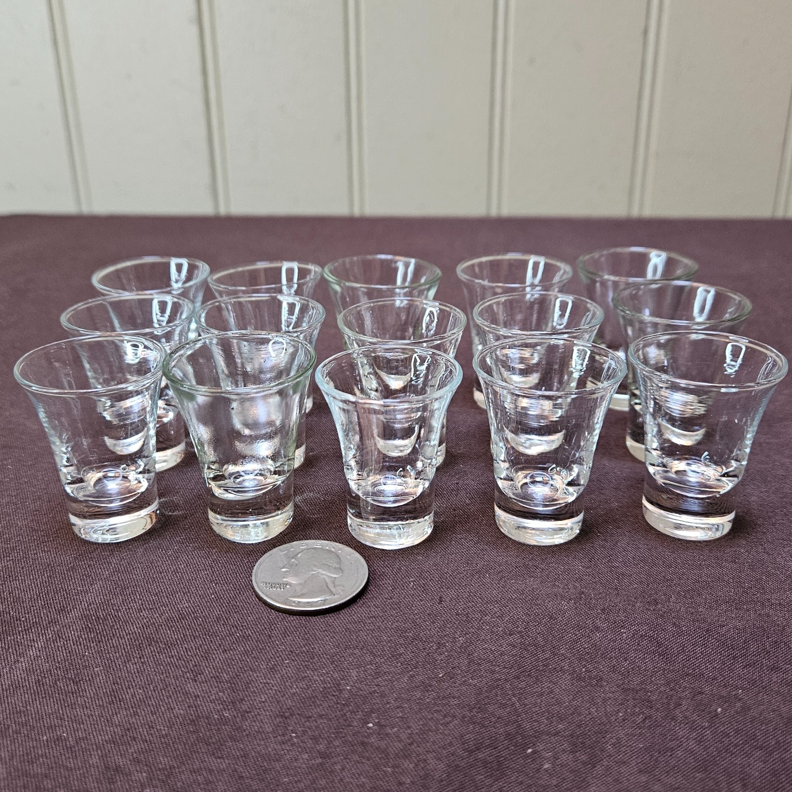 Vintage Glass Church Communion Cups Flared Top Weighted Base 1 5/8” Lot of 15