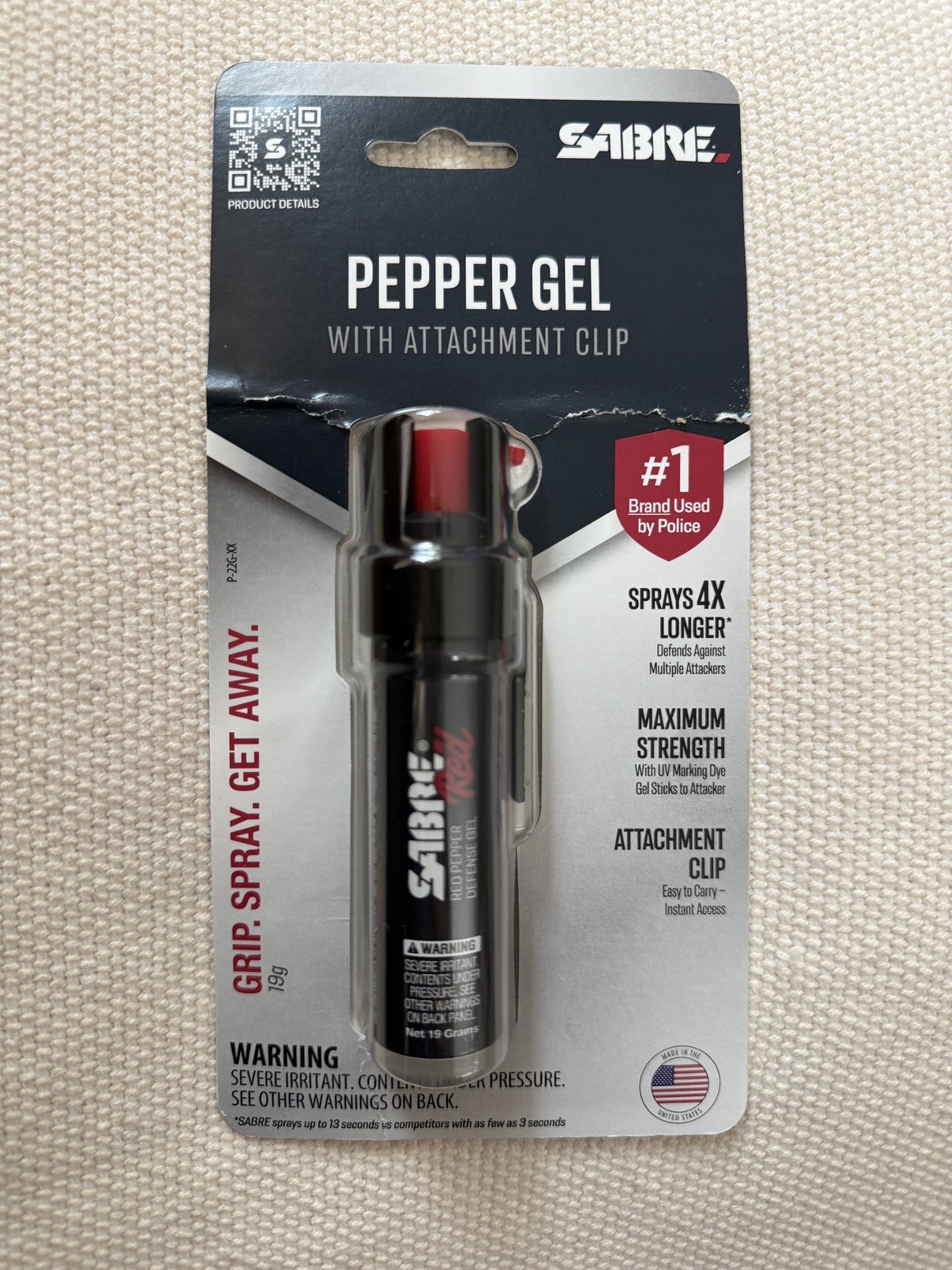 SABRE Pepper Gel with Attachment Clip, #1 Band Used By Police (024)