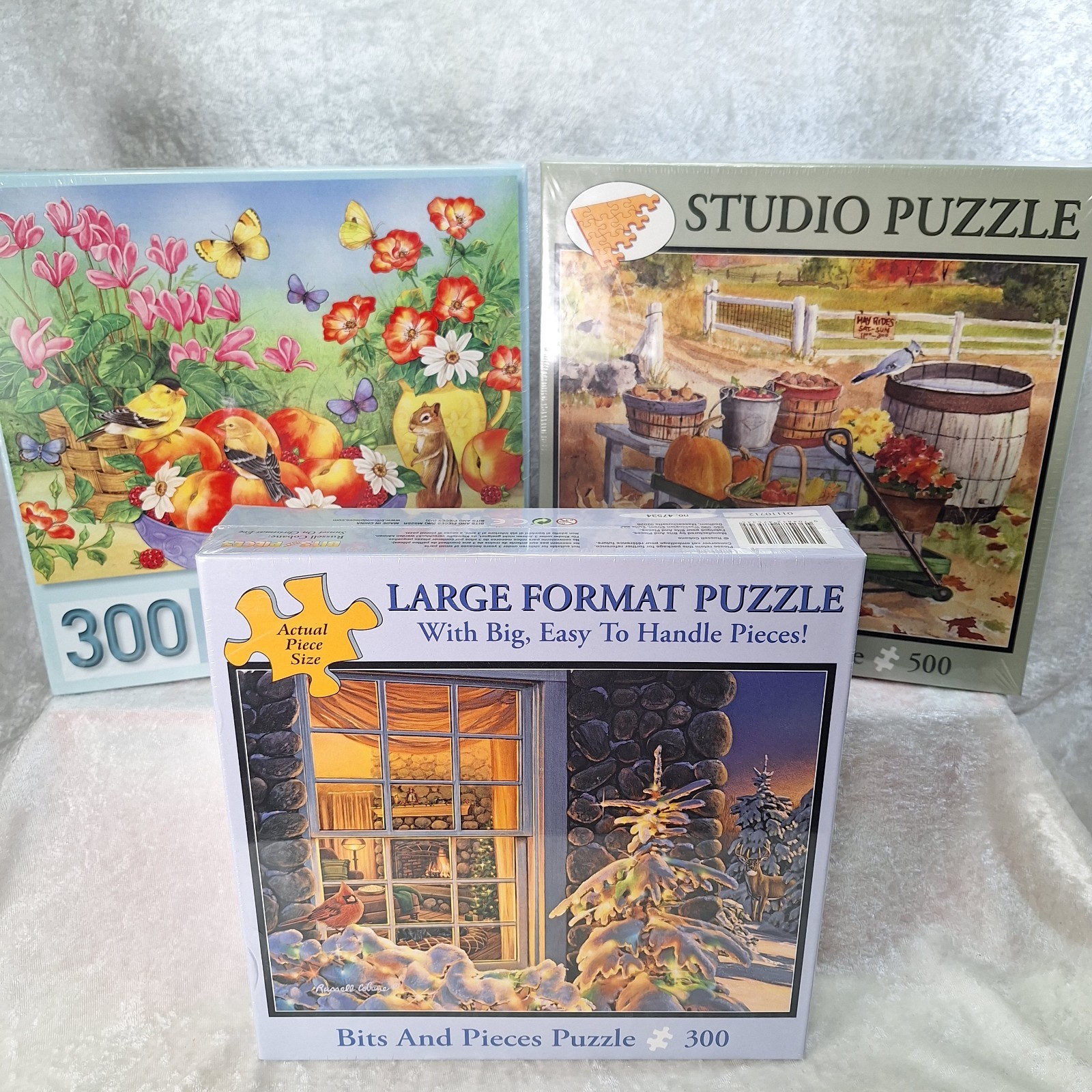 (Lot of 3) Bits & Pieces Puzzle, (2) 300 Pc + (1) 500 Pc Winter New & Sealed