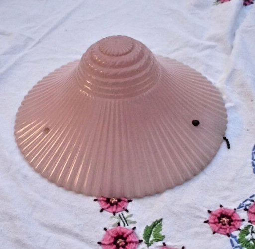 Antique Art Deco Pink Depression Glass Chandelier Original Simple Light Fixture