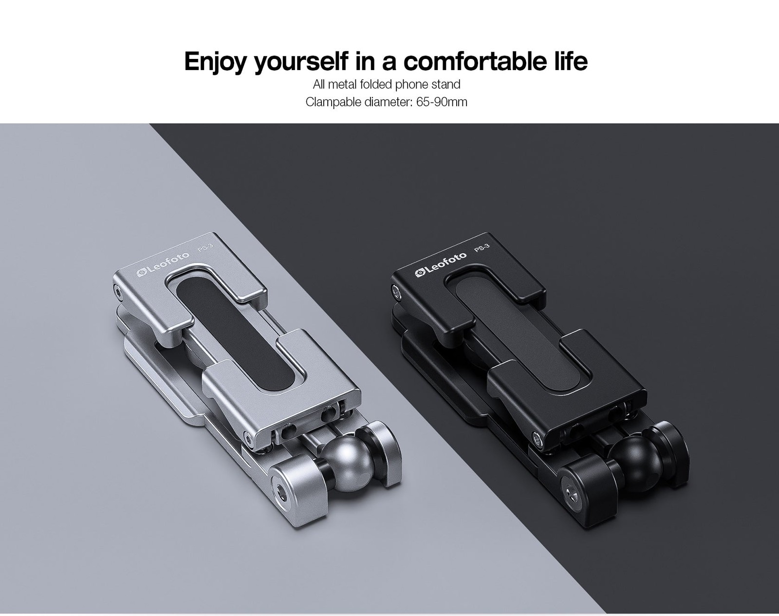 Leofoto PS-3 Multi-Functional Foldable Cellphone Stand Arca Cold Shoe Silver