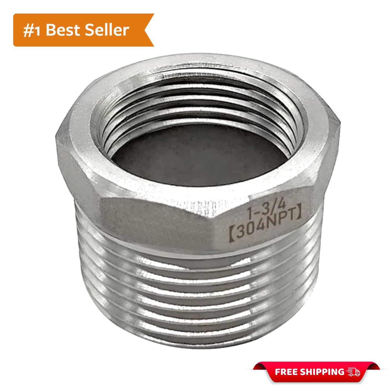 Reliable Stainless Steel Hex Bushing, 1" M to 3/4" F NPT - Perfect Pipe Adapter