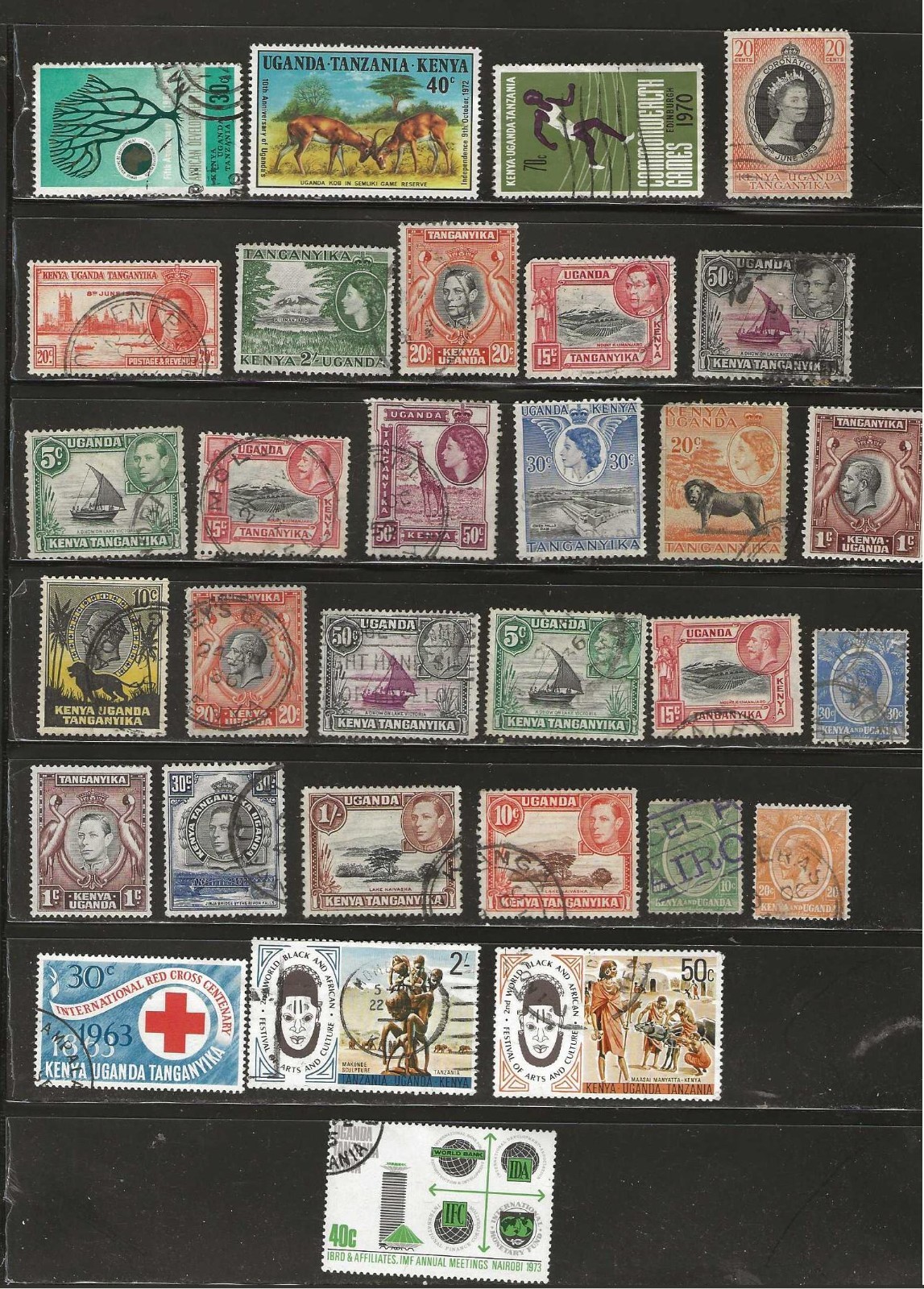 KENYA UGANDA TANZANIA MIX X 32  ALL DIFFERENT USED LOT U MAINLY PRE INDEPENDANCE