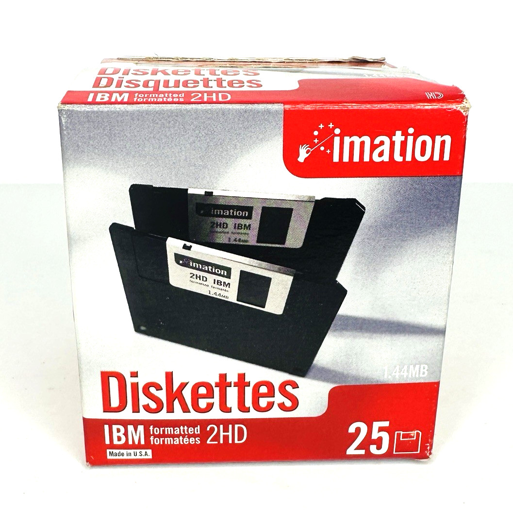 Imation 3.5” Diskettes IBM Formatted 2 HD 1.44 MB Box of 17 & 15 Lined Labels US