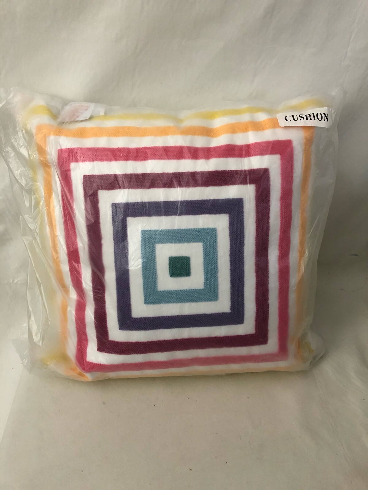 Multi-Color Square Pillow Decorative Sealed in Package RARE!