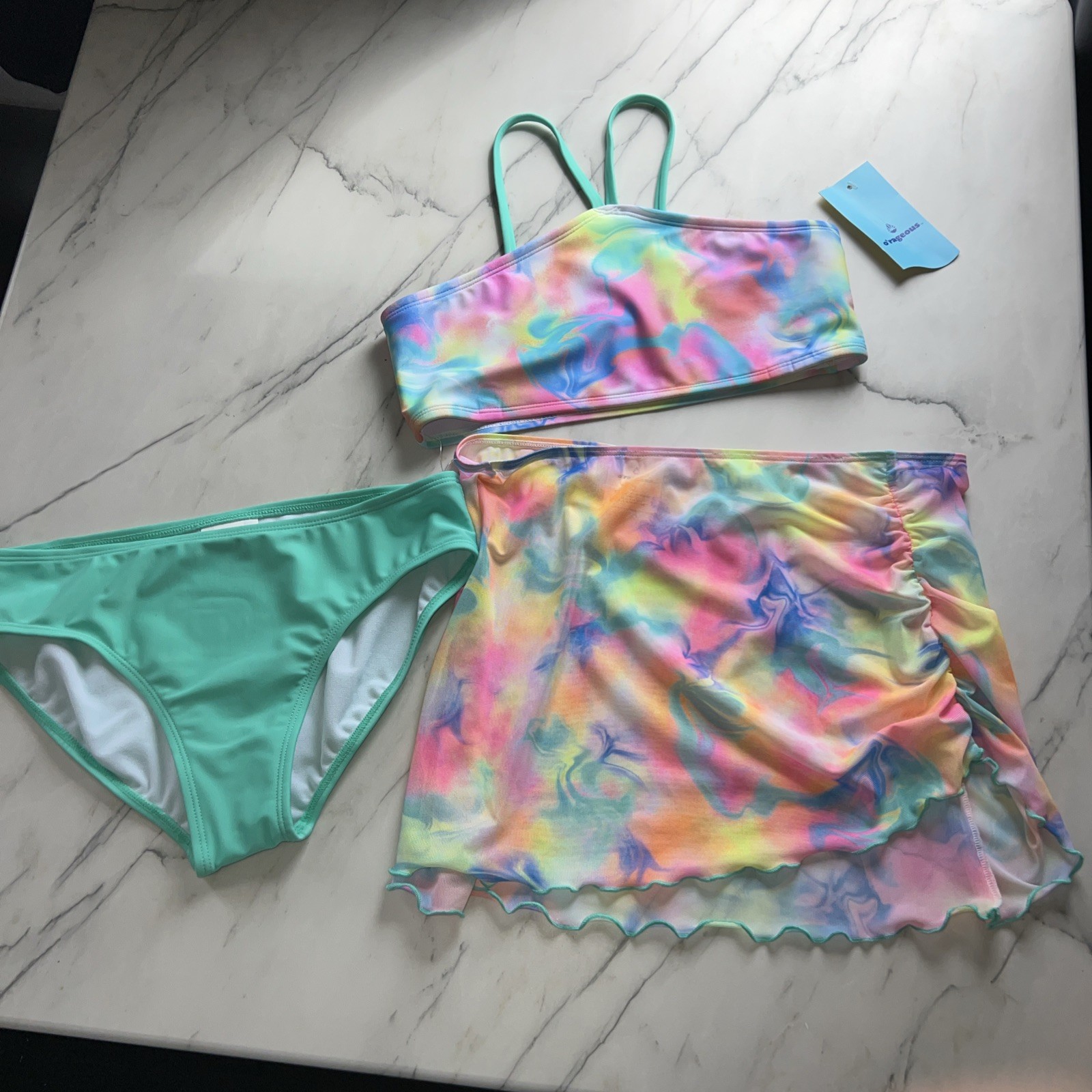 O’rageous Girls 2 Piece Bikini Size 16 Tie die