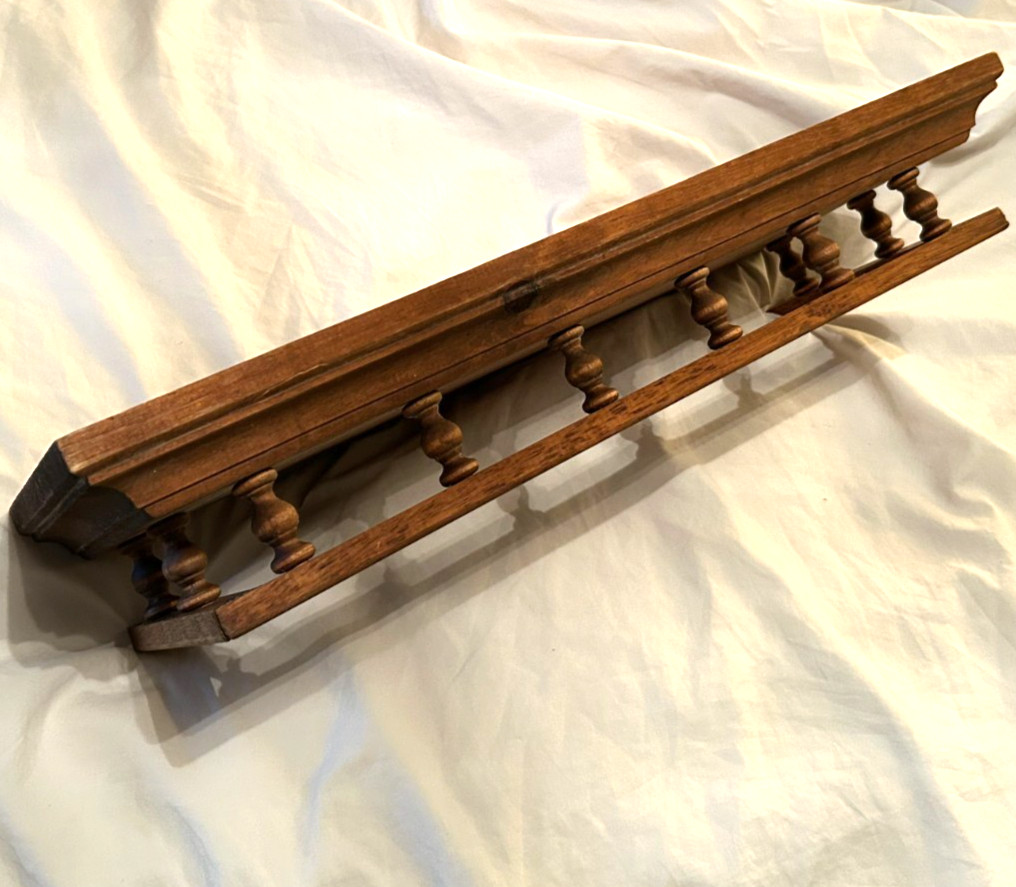 Antique WOODEN BALUSTRADE PEDIMENT Salvage Architectural Shelf Spindles Molding