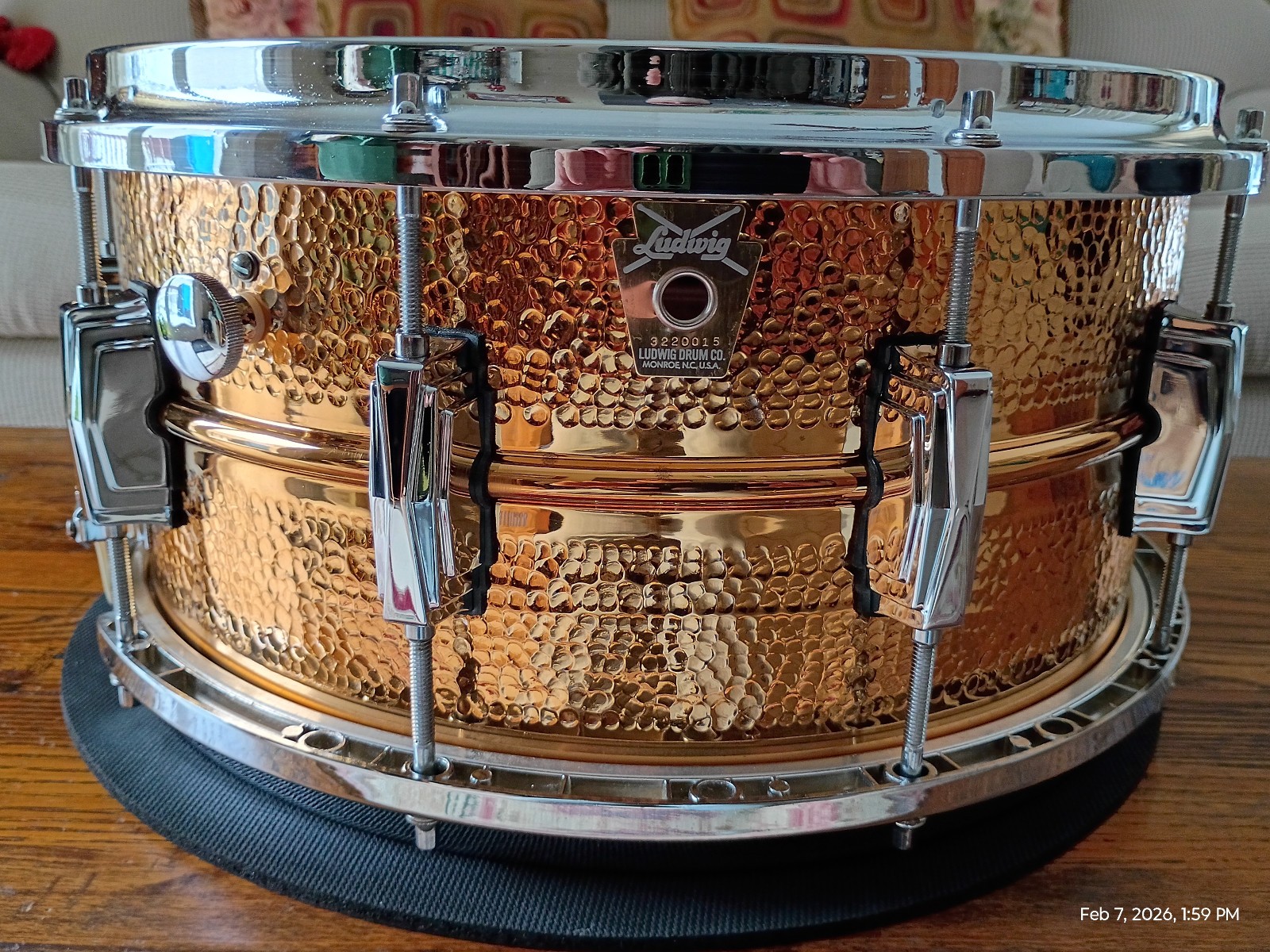 Ludwig Hammered Bronze Supraphonic 6.5x14 Vintage 1991 Snare Drum with Die-Cast 