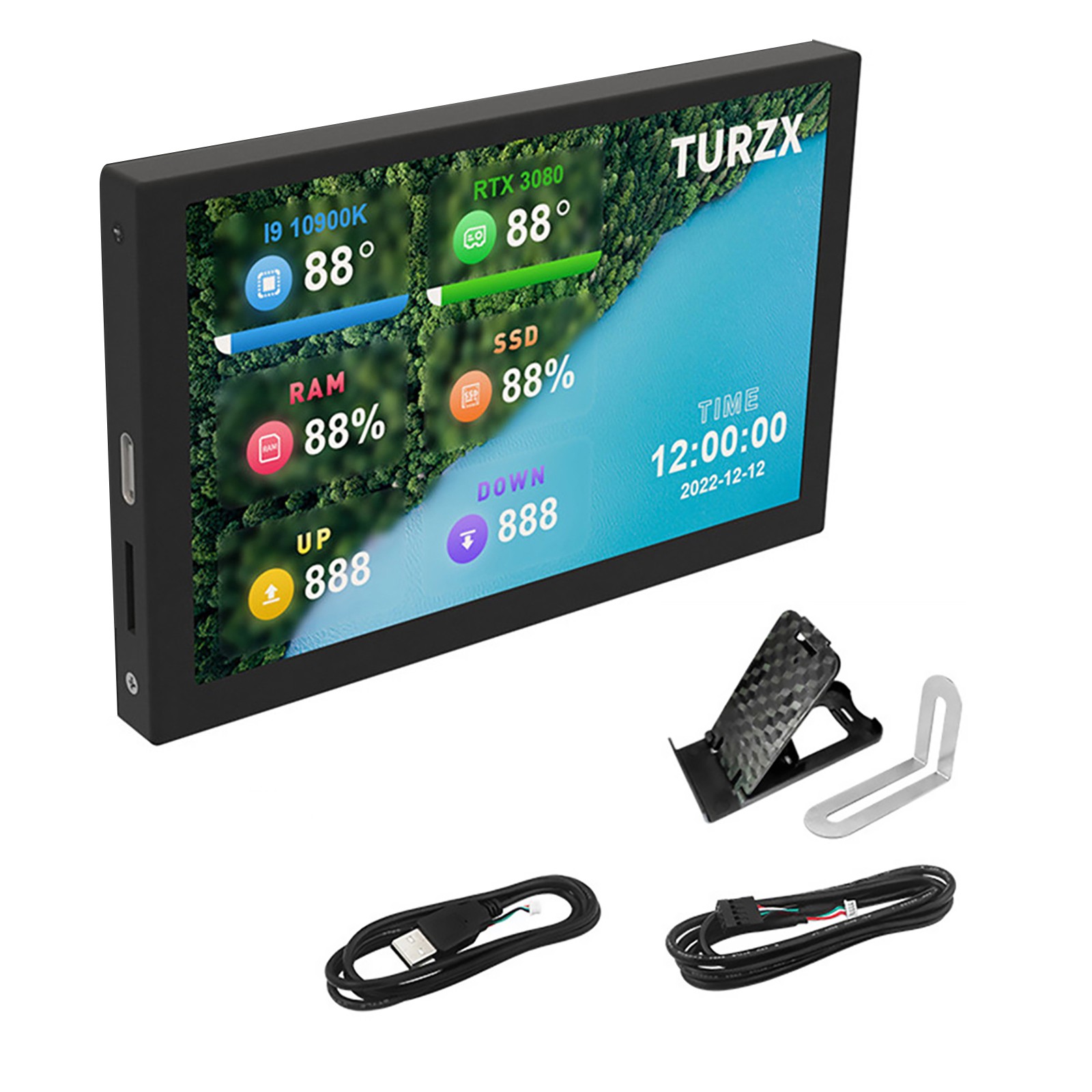 Black 5" USB Computer Secondary Screen CPU GPU RAM HDD PC Data Monitor Panel dd