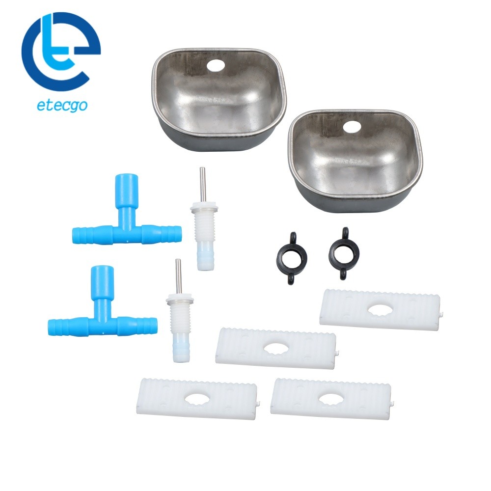 2 Pack Auto-Fill Metal Cups Waterer Kit - Great for Small Animals Rabbits DIY