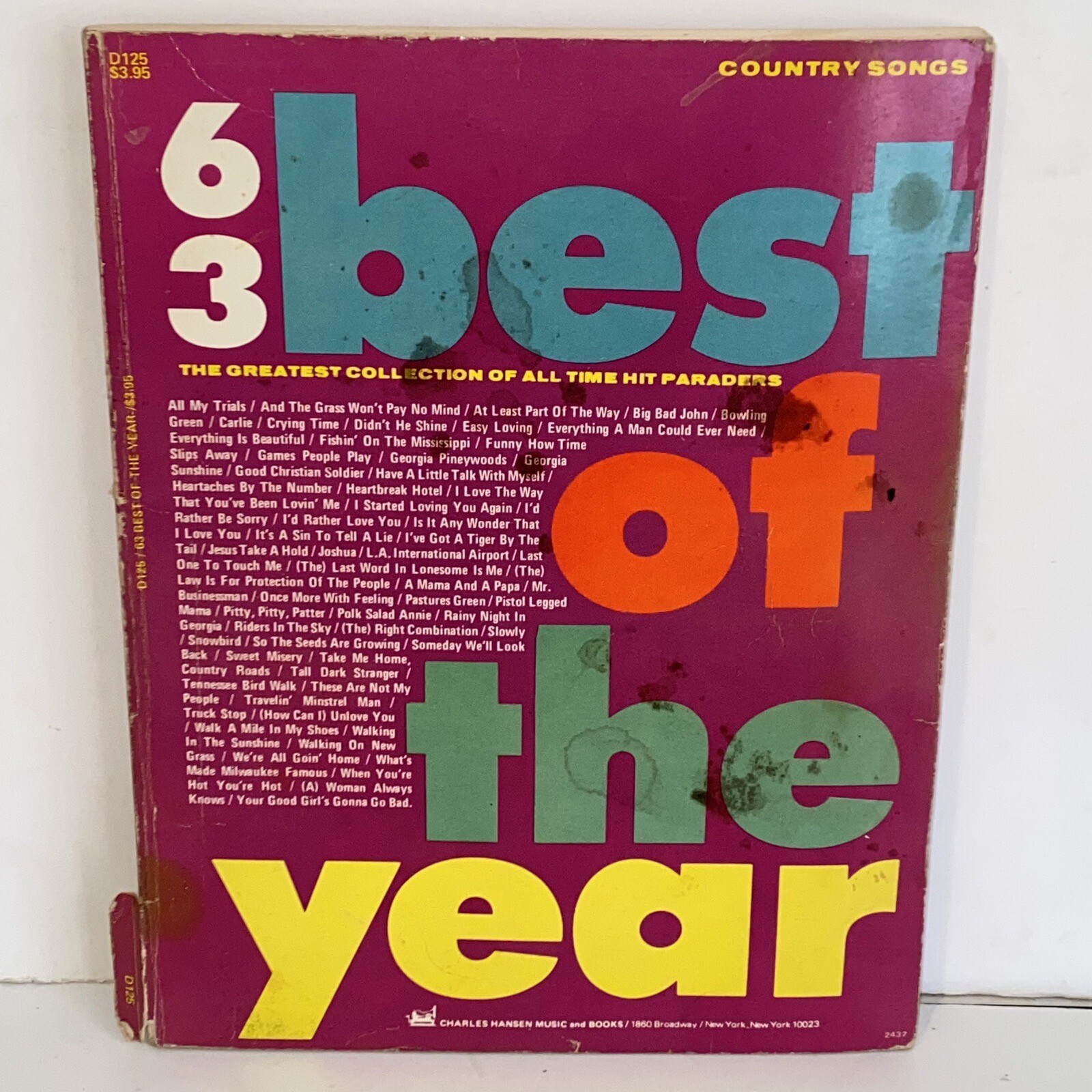 Vintage 1970s 63 Best Of The Year Country Songs Sheet Music Song Book