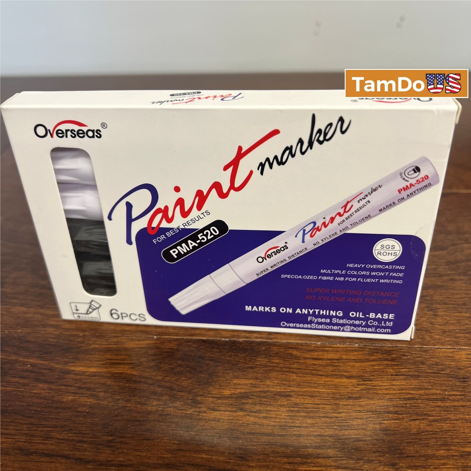 (4 Boxes) Overseas PMA-520 Paint Markers Permanent Oil-Based, Black & White